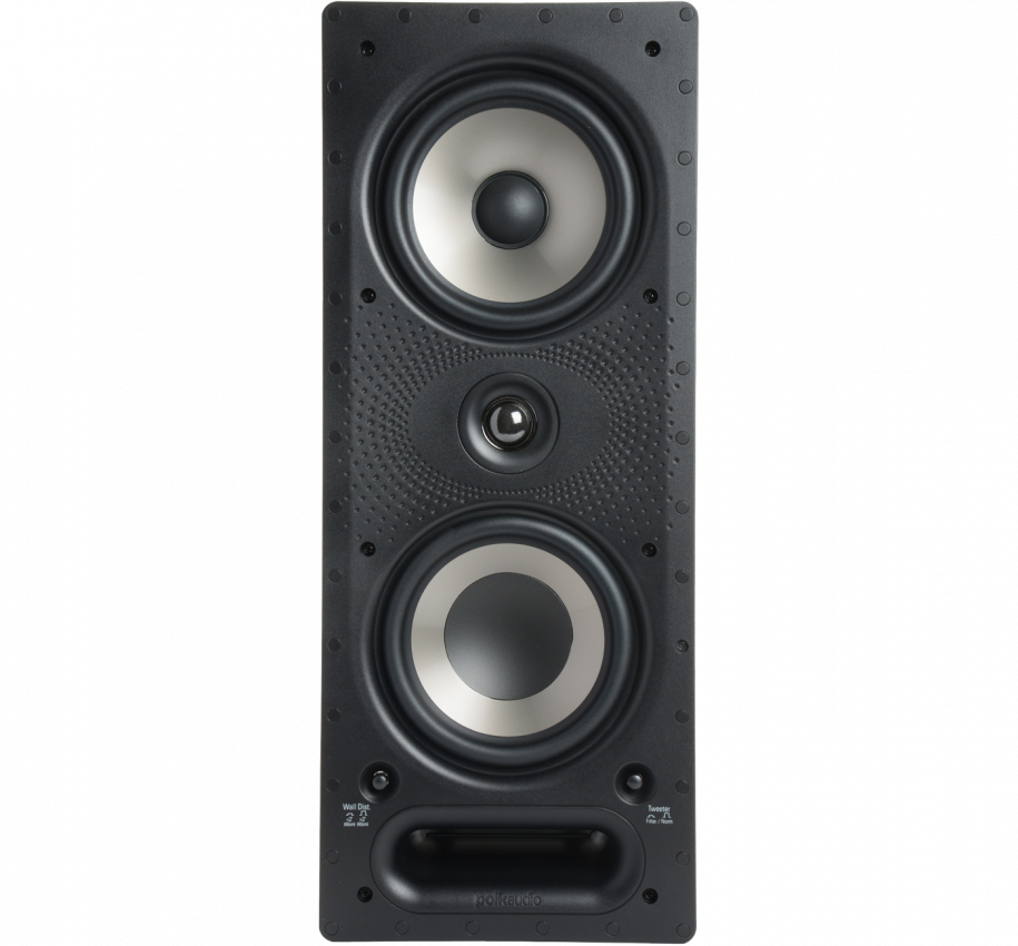Tall Black Floor Standing Tower Speaker With Three Visible Drivers Speaker PNG Illustration