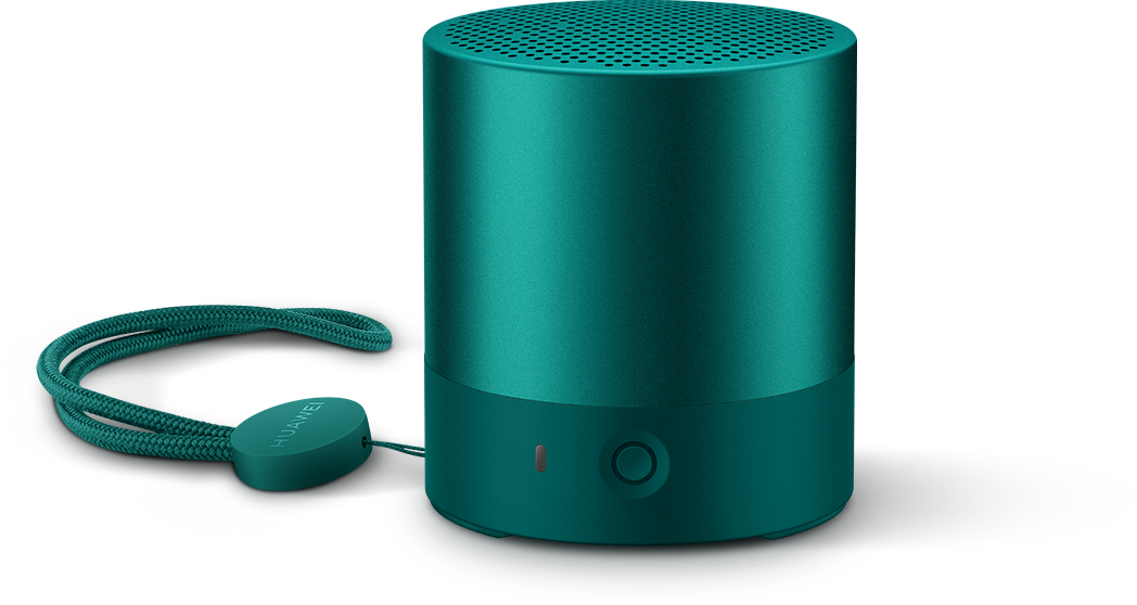 Teal Portable Bluetooth Speaker With Fabric Strap And Cylindrical Shape Transparent Background PNG Image
