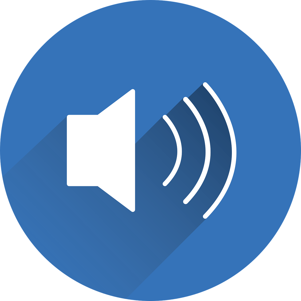 White Volume Speaker Symbol Inside Blue Circular Audio Icon Transparent PNG Clipart