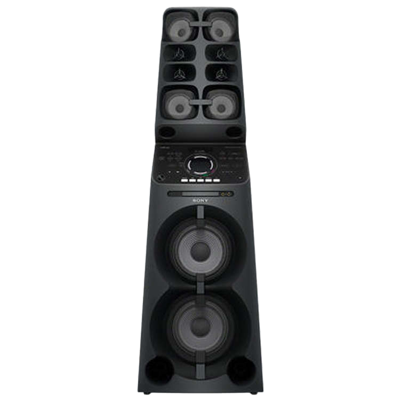 Tall Black Floor Standing Speaker Tower With Multiple Circular Drivers High Resolution Transparent PNG Image