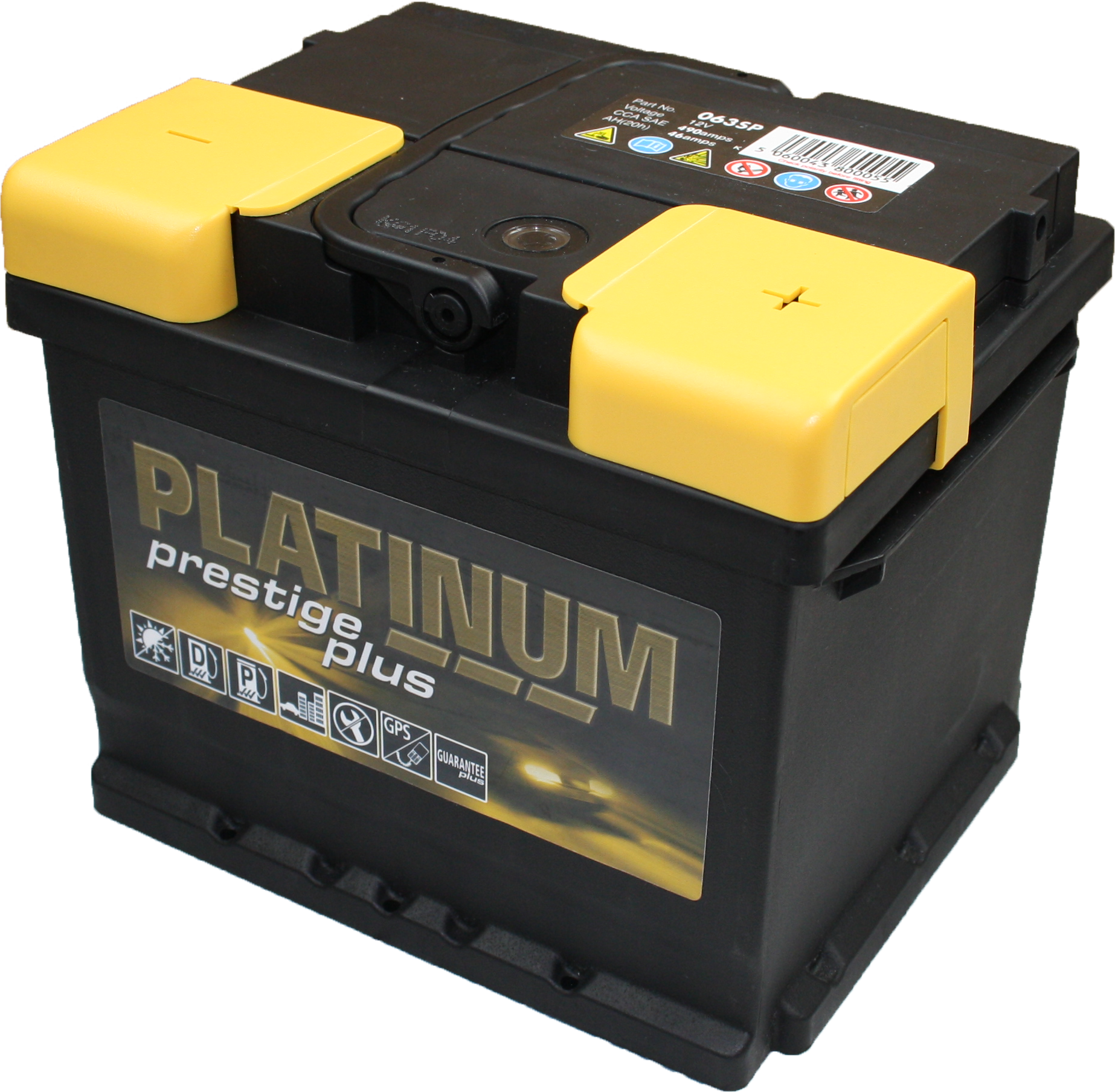 Black Platinum Automotive Battery With Bright Yellow Top Covers Transparent PNG Clipart