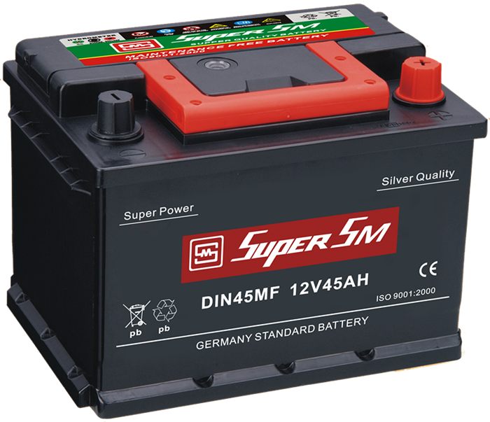 Black Super SM Car Battery With Red Top Panel And Metal Posts Automotive Battery Transparent PNG