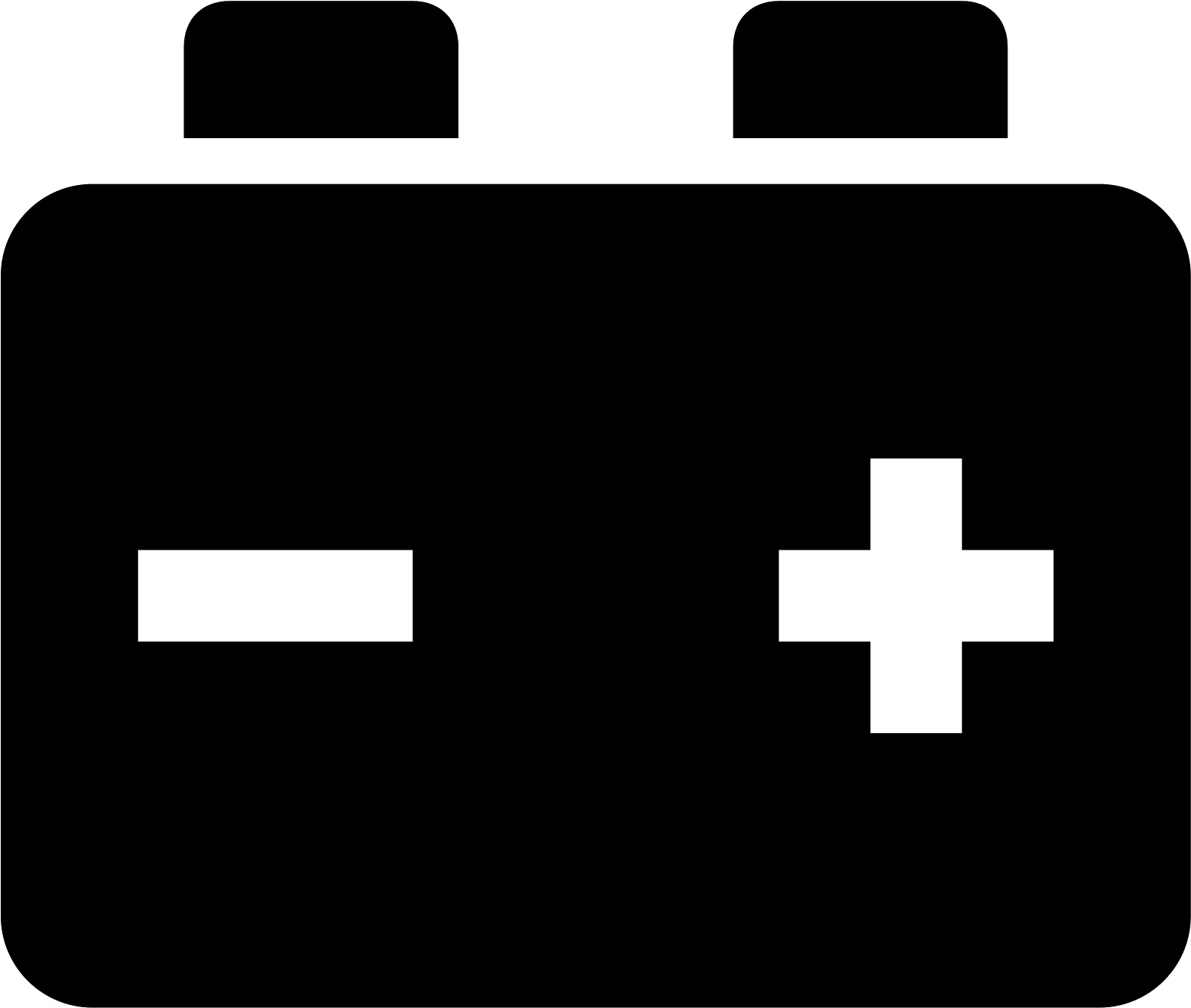 Bold Black Car Battery Icon With White Plus And Minus Symbols Car Battery PNG Graphic