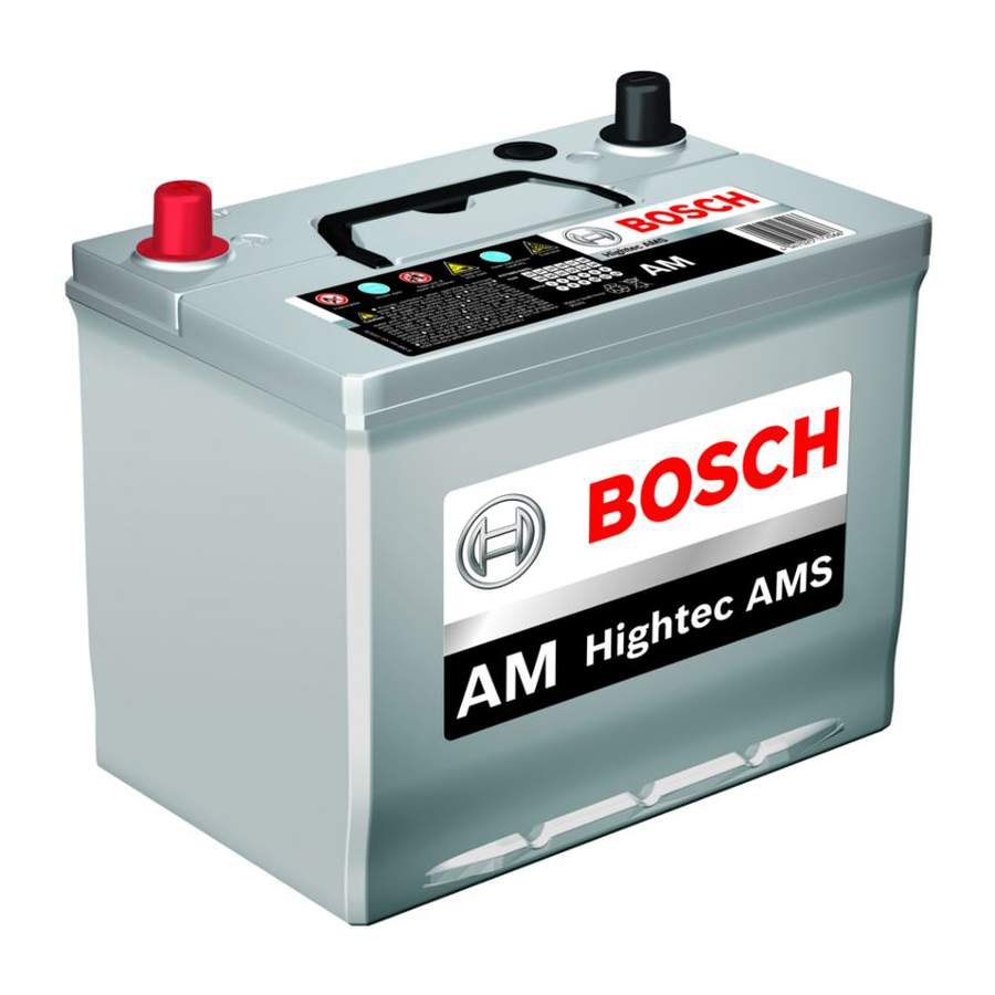 Bosch Silver Automotive Battery With Red And Black Terminals Isolated Battery PNG Image