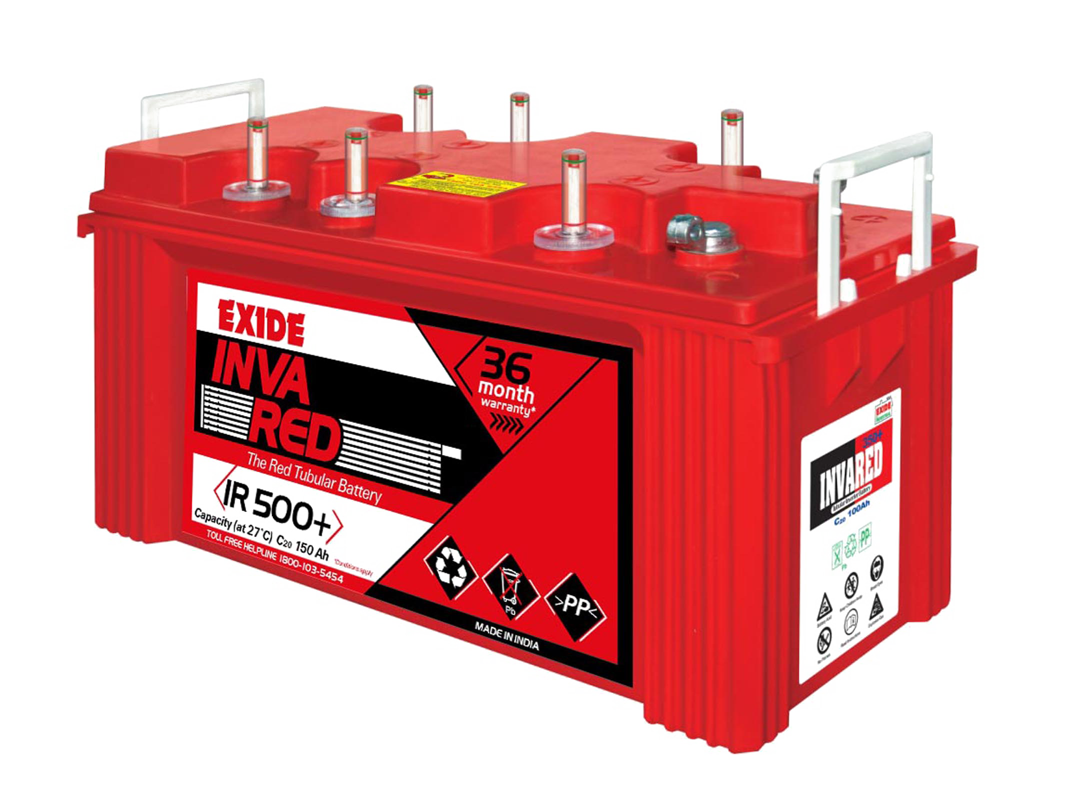 Red Heavy Duty Automotive Battery With Multiple Top Terminals Isolated Transparent PNG Image