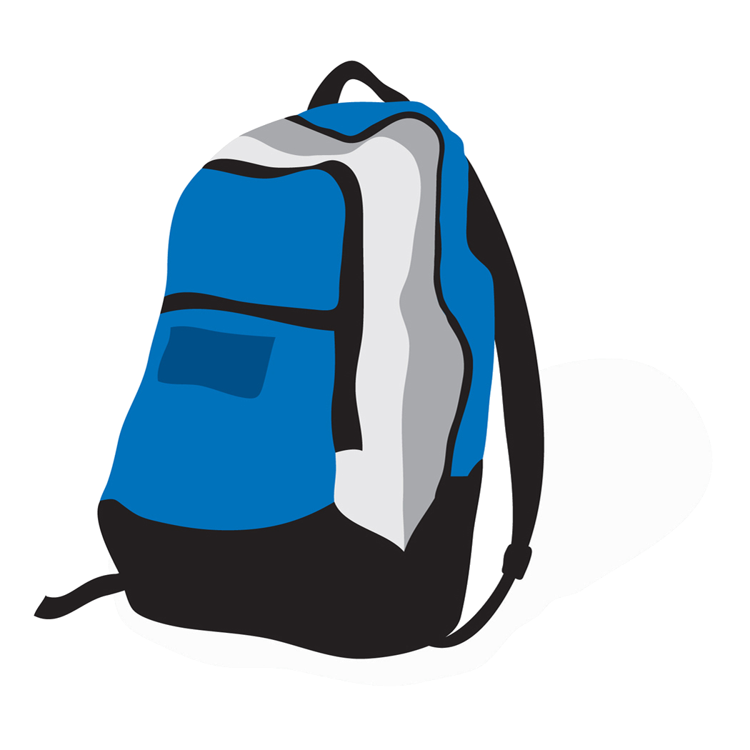 Blue And White Lightweight Sports Backpack With Front Pocket Transparent Background PNG Image