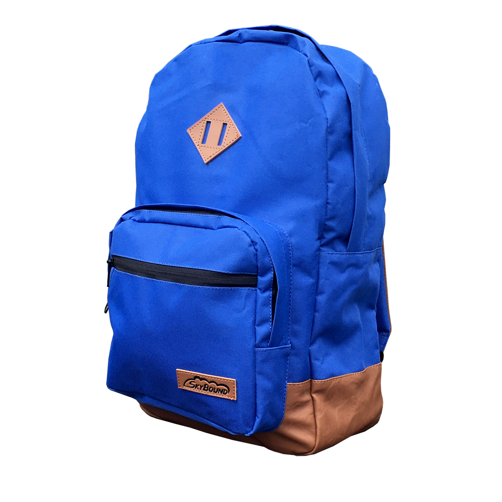Blue School Backpack With Tan Front Pocket And Adjustable Shoulder Straps Transparent Background PNG Image