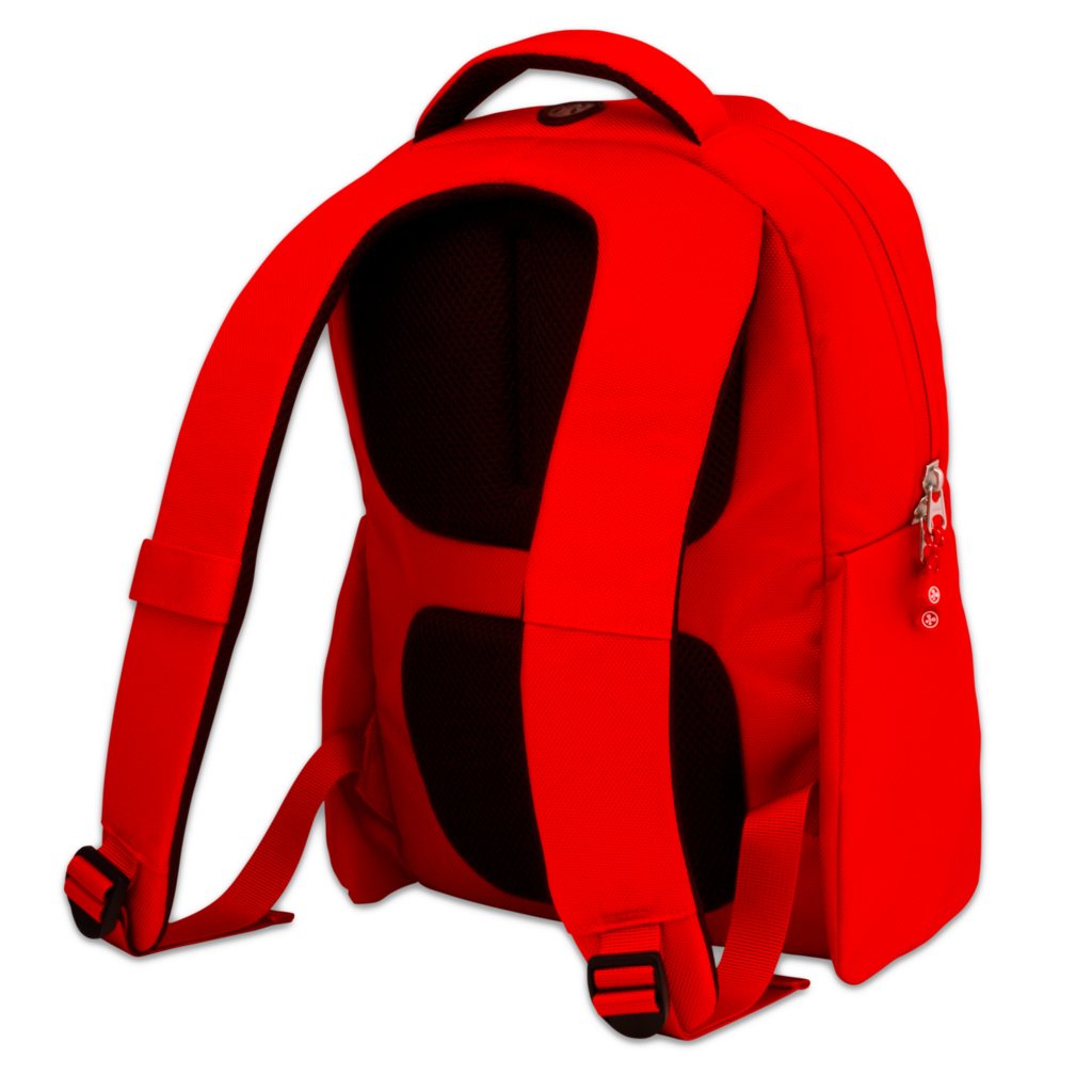 Bright Red Backpack Shown From Rear With Adjustable Shoulder Straps Transparent PNG Clipart