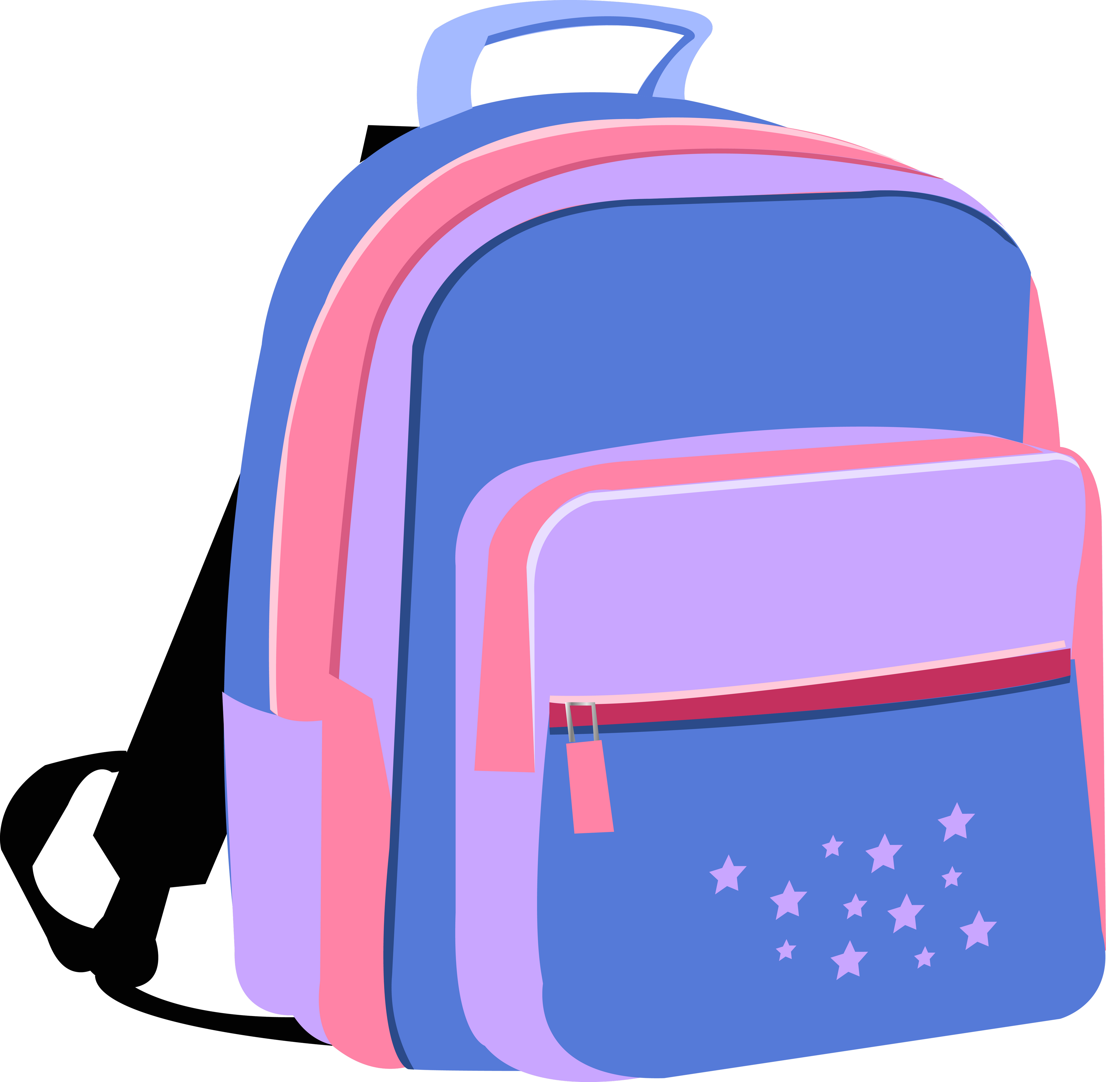 Colorful Pink And Blue Cartoon School Backpack With Books And Pencils Travel Bag Transparent PNG