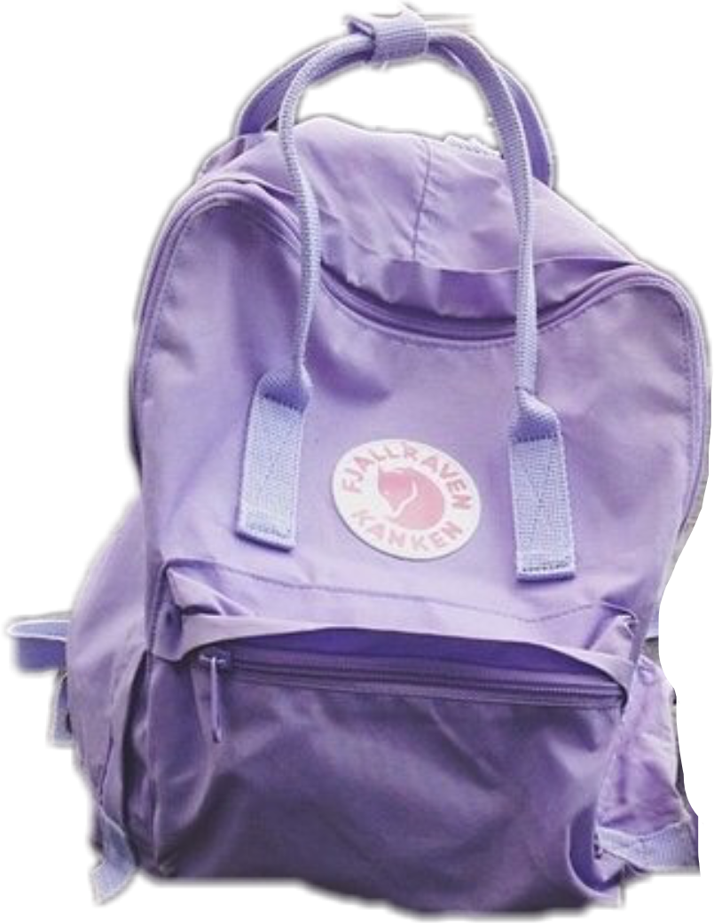 Lavender Purple School Backpack With Round Front Logo And Side Pockets Backpack PNG Graphic