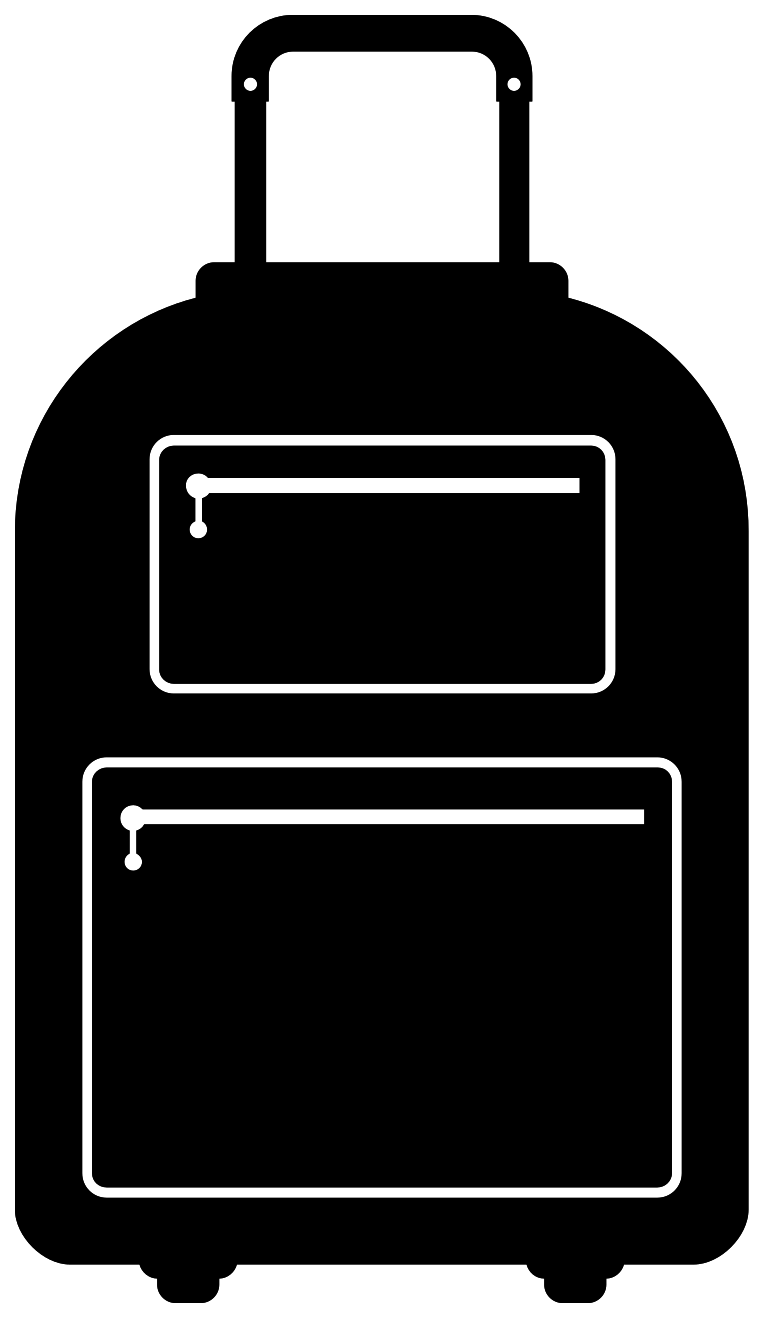 Minimal Black Backpack Outline Icon With Handle And Front Pockets Backpack Transparent PNG