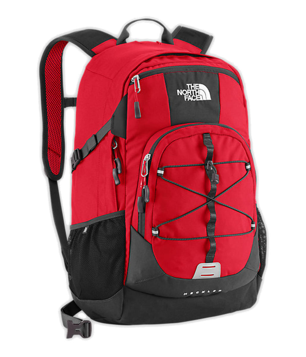 Red And Black Mountaineering Backpack With Compression Cords And Gear Loops Isolated Backpack PNG Image