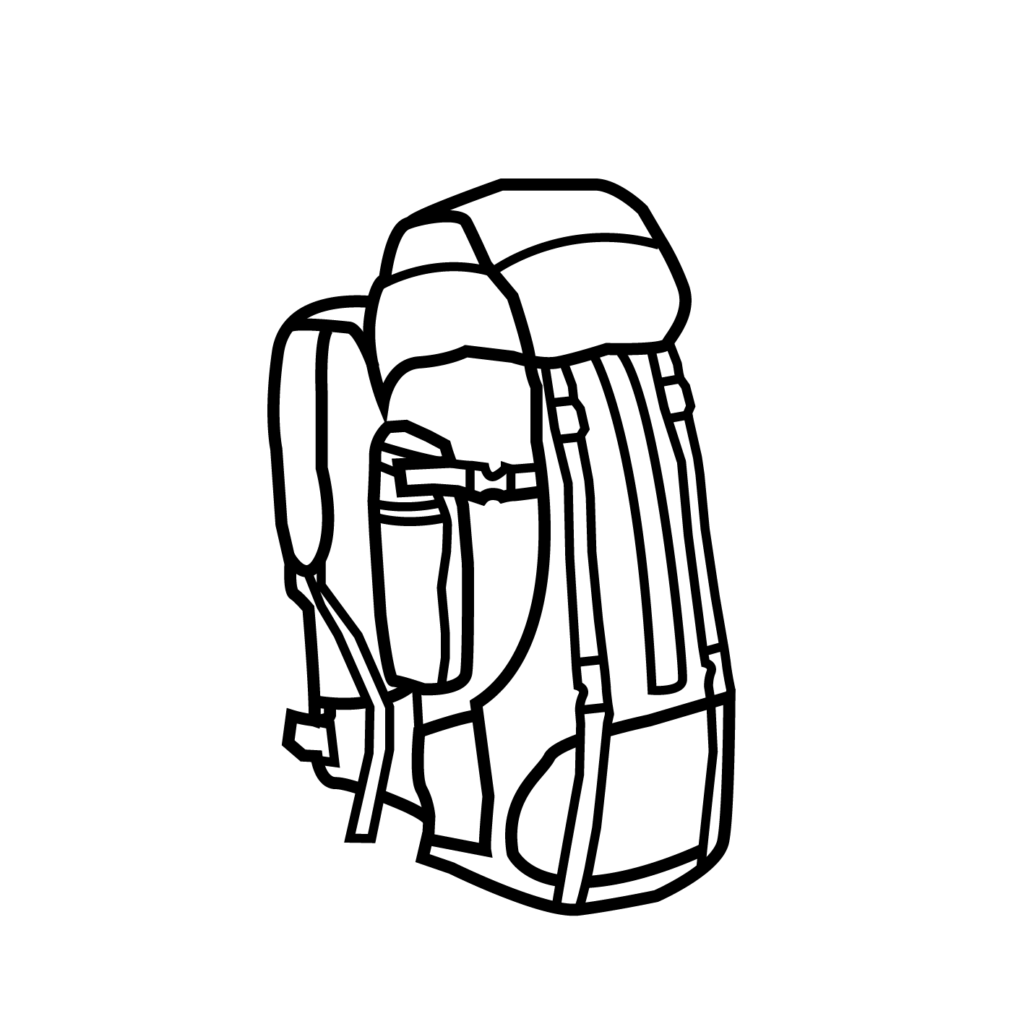 Simple Black Line Drawing Of A Technical Hiking Backpack Backpack PNG Graphic