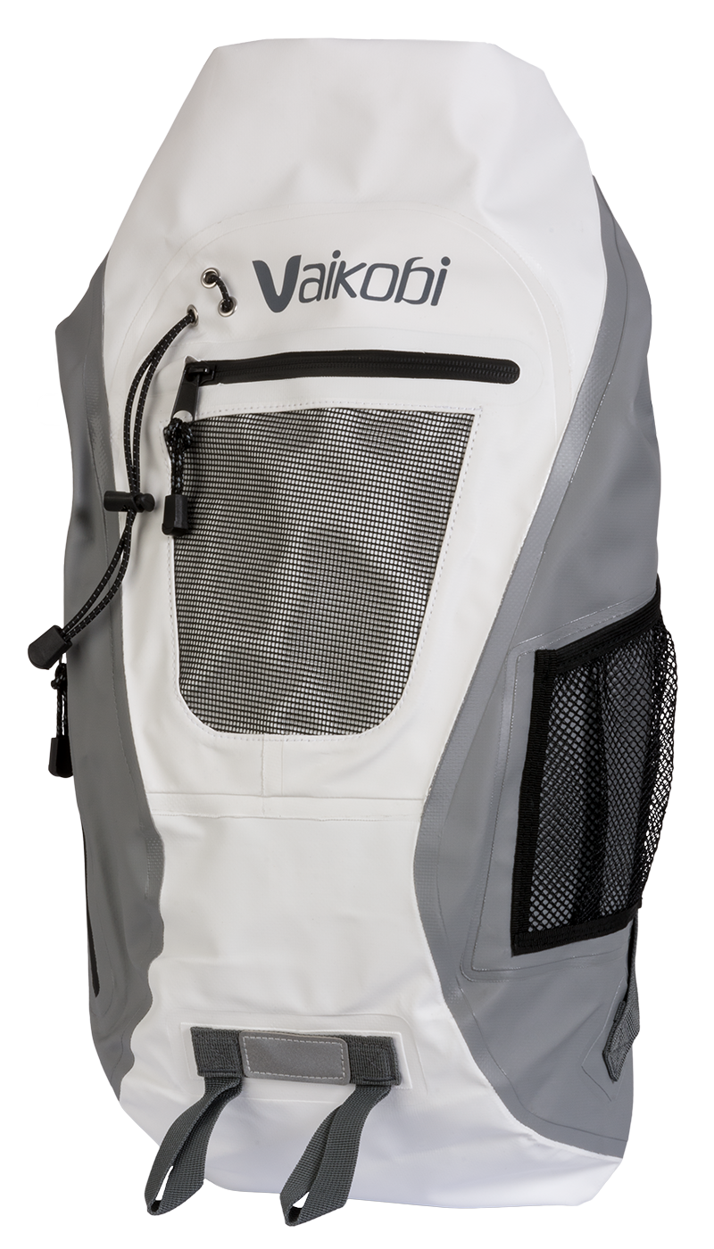 White And Gray Sports Backpack With Front Panel And Side Pockets Transparent Background PNG Image
