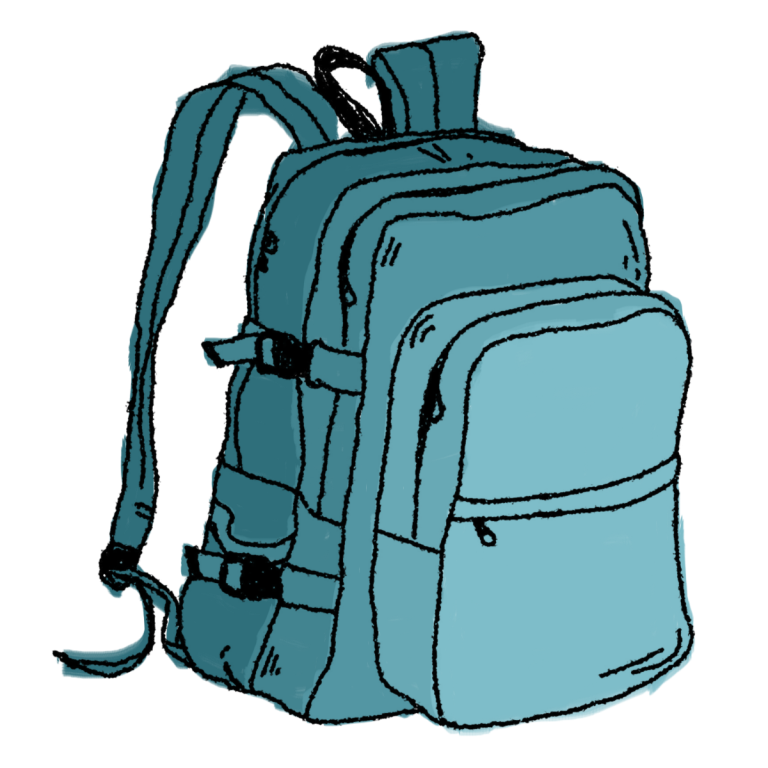 Teal Hand Drawn Backpack Outline Illustration With Front Pockets Travel Bag Transparent PNG