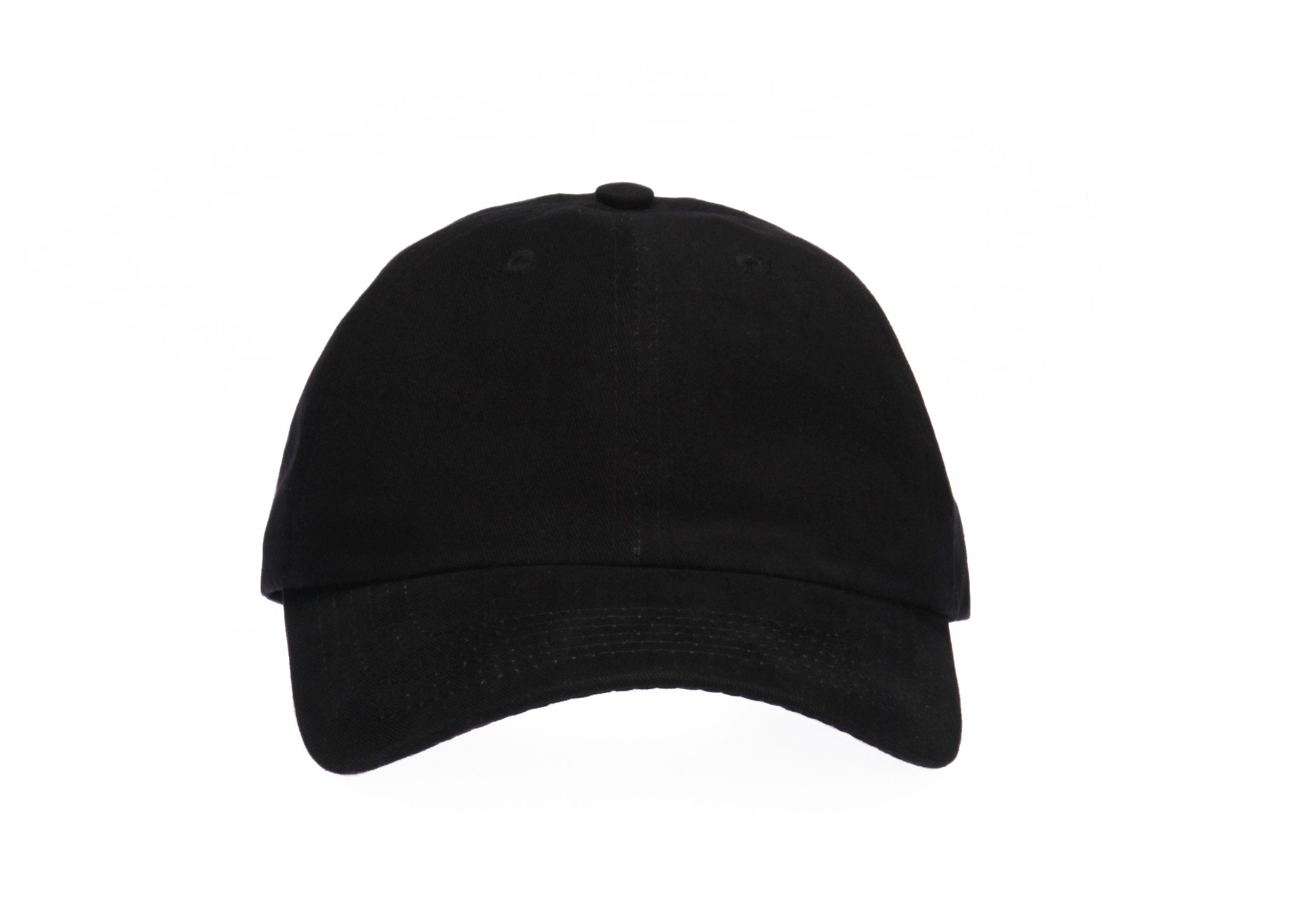 Black Baseball Cap Front View With Simple Rounded Crown Isolated Transparent PNG Image