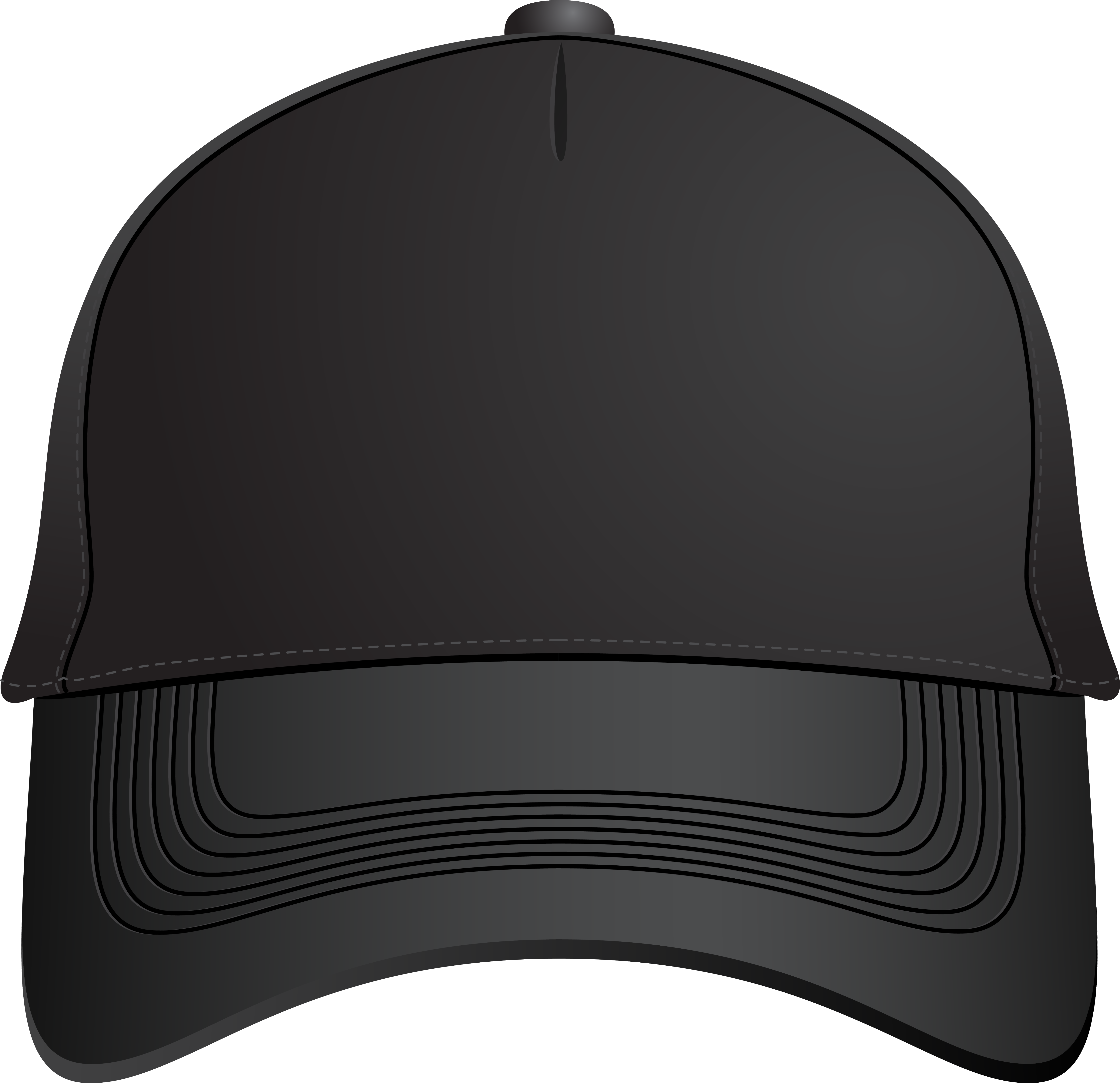 Black Baseball Cap Outline Illustration With Detailed Stitched Brim Baseball Cap Transparent PNG
