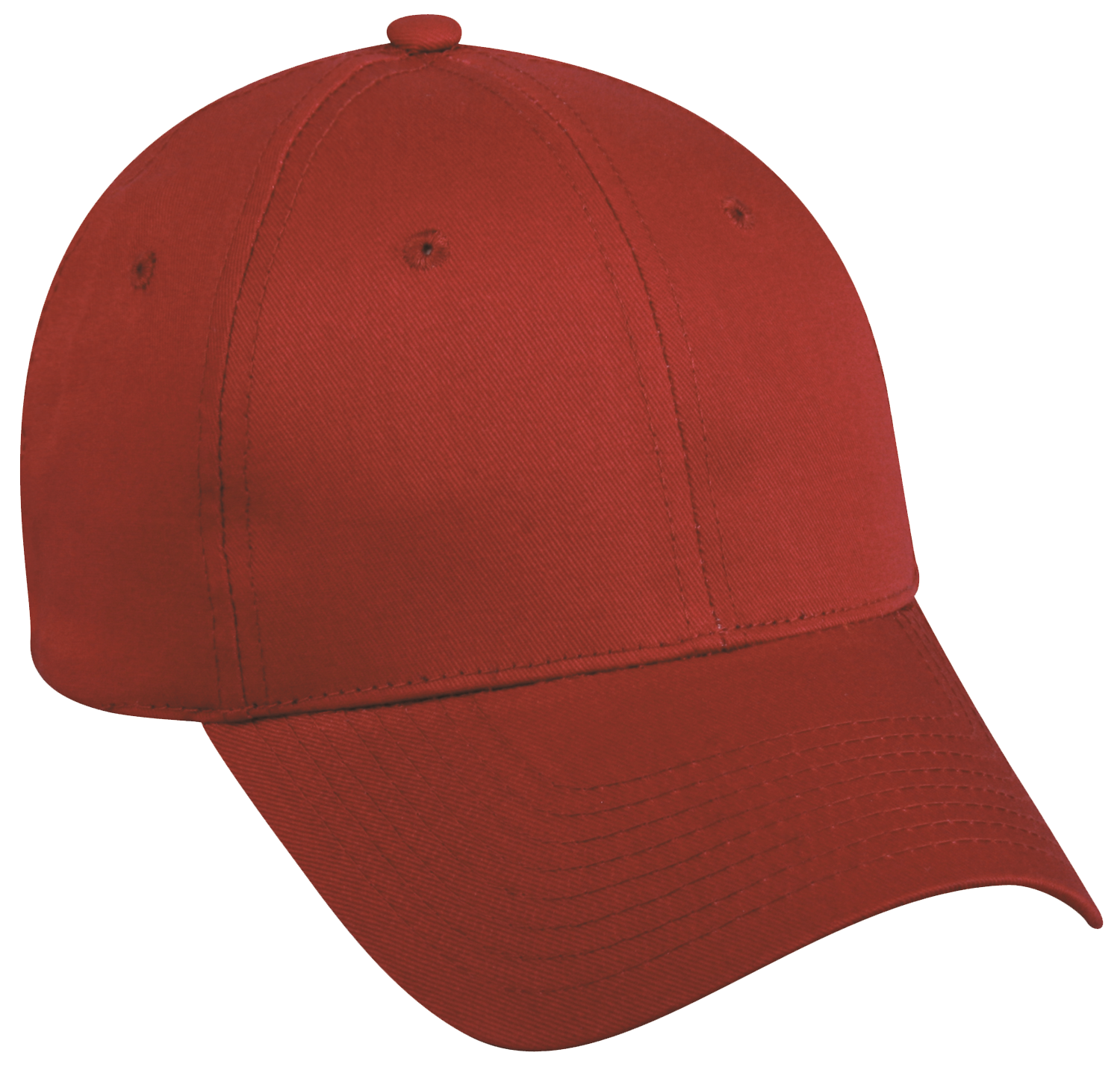 Brick Red Baseball Cap Product View With Curved Bill And Top Button Baseball Hat PNG Graphic
