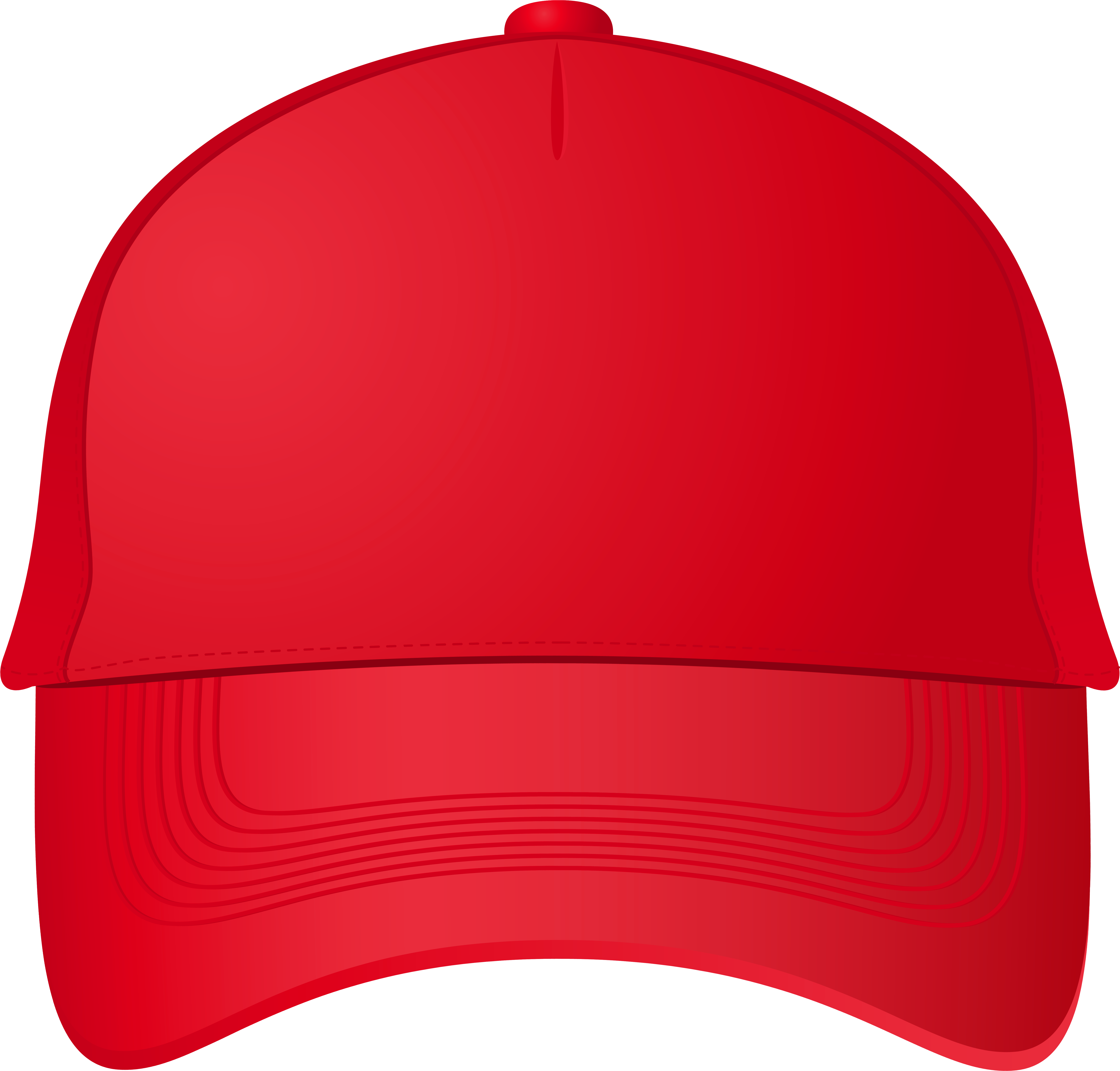 Bright Red Baseball Cap Front View With Curved Bill And Detailed Stitching Transparent Background PNG Image