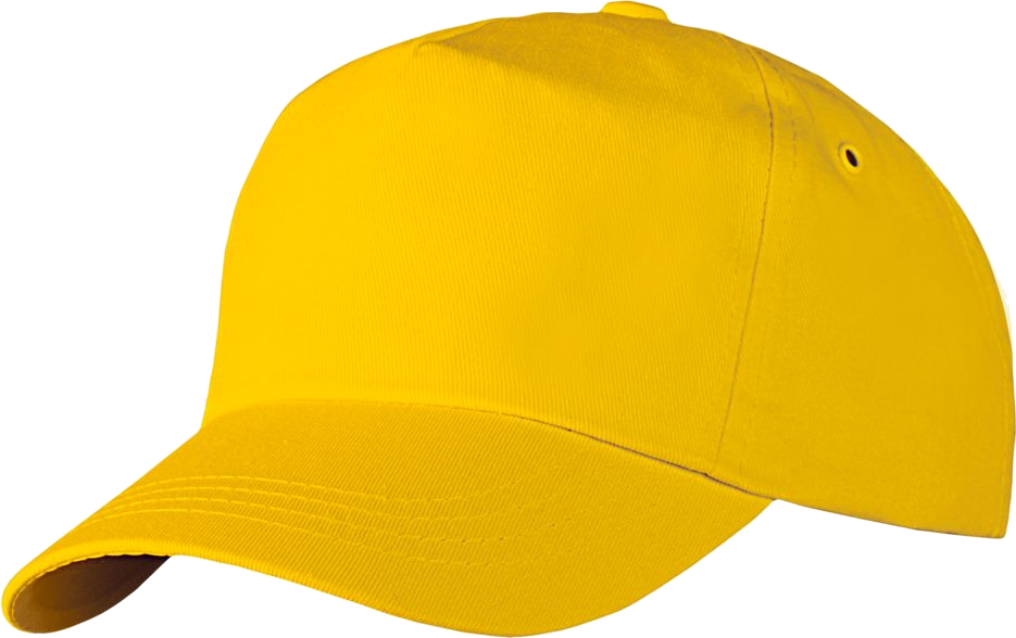 Bright Yellow Baseball Hat With Plain Crown And Curved Visor Baseball Cap PNG Illustration
