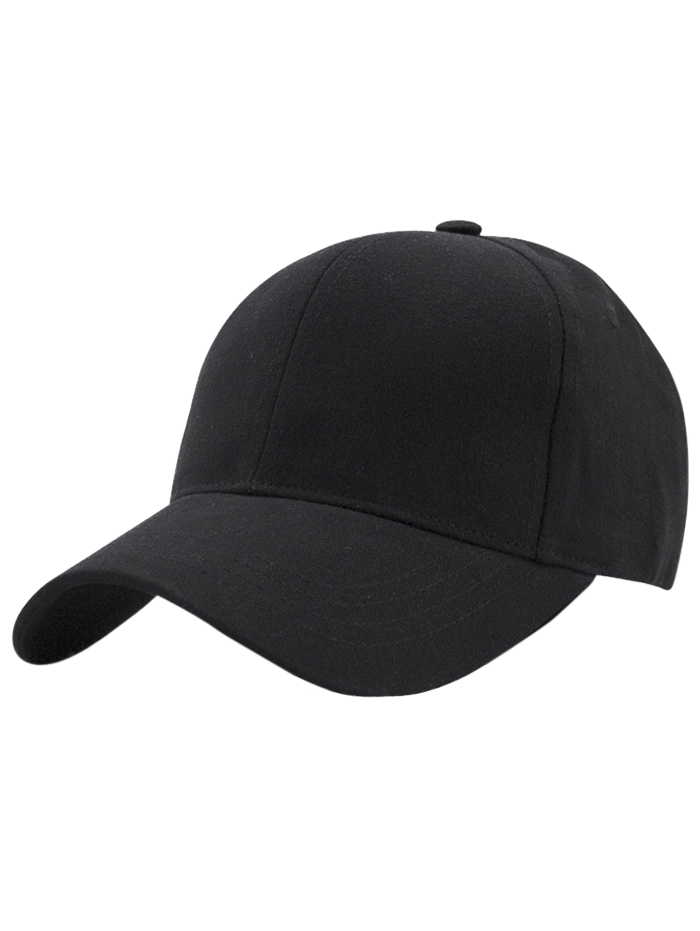 Classic Black Baseball Cap With Plain Crown And Curved Visor Transparent PNG Clipart