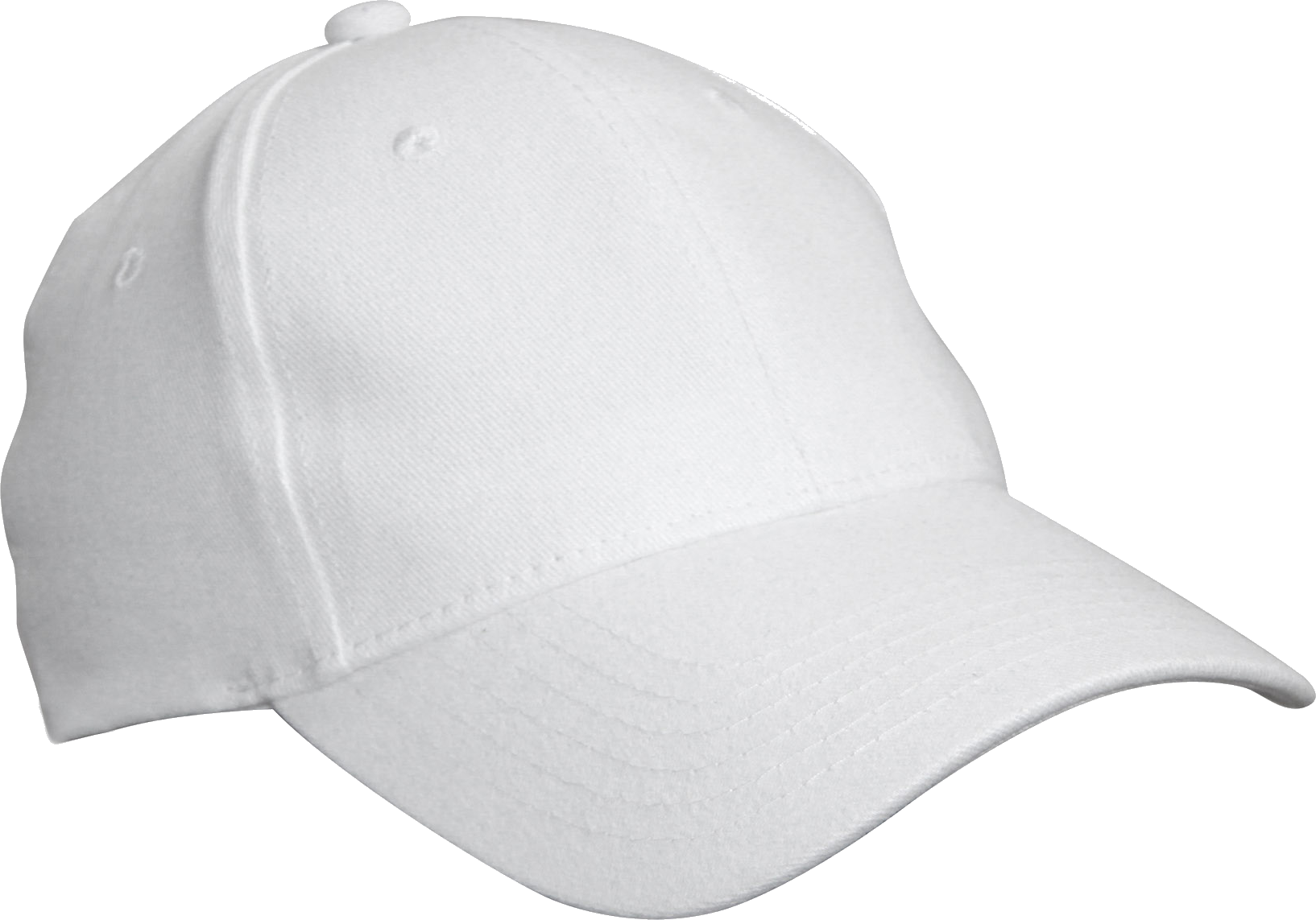 Clean White Baseball Cap Product View With Curved Front Brim Baseball Cap PNG Illustration