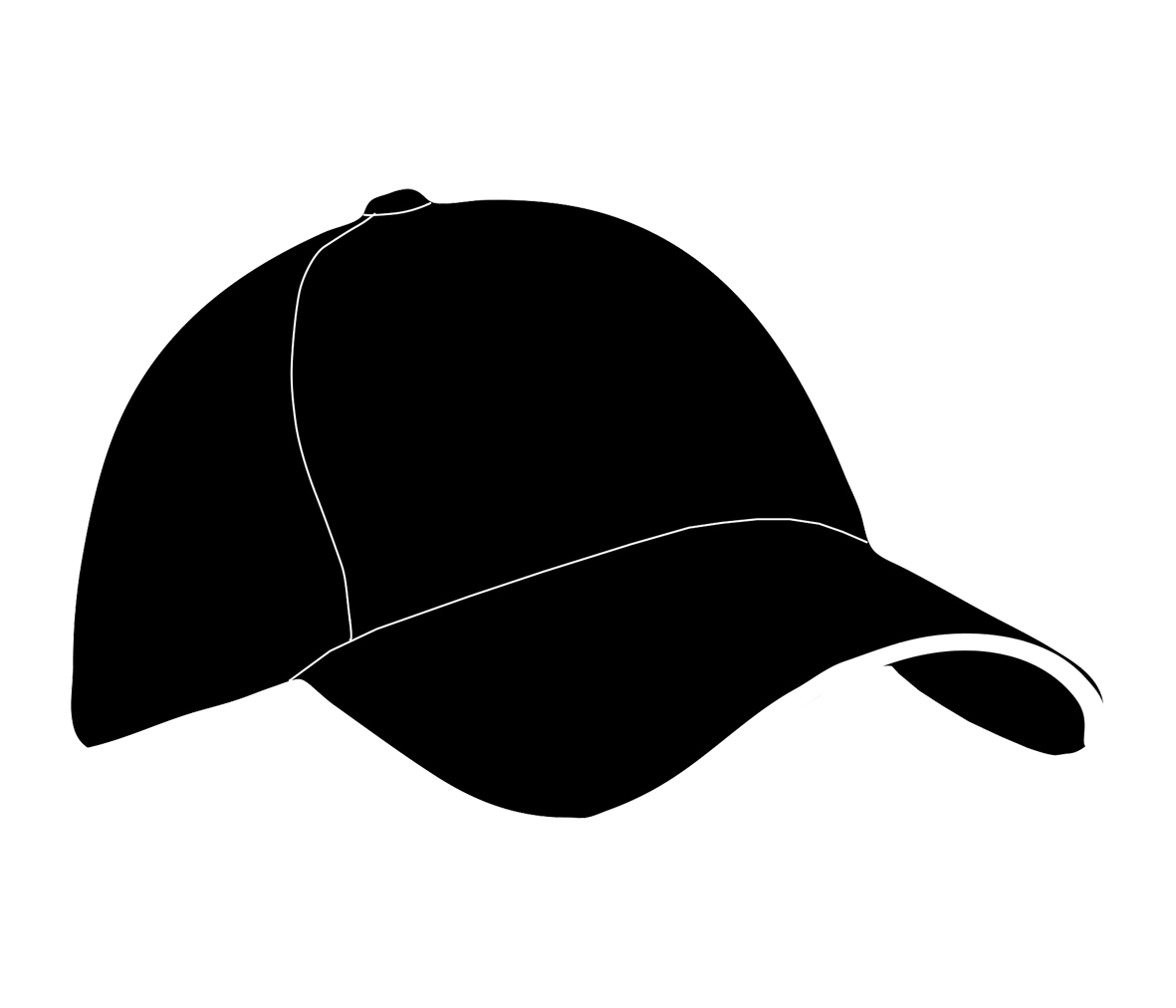 Minimal Black Line Drawing Of A Baseball Cap With Curved Peak Isolated Cap PNG Image