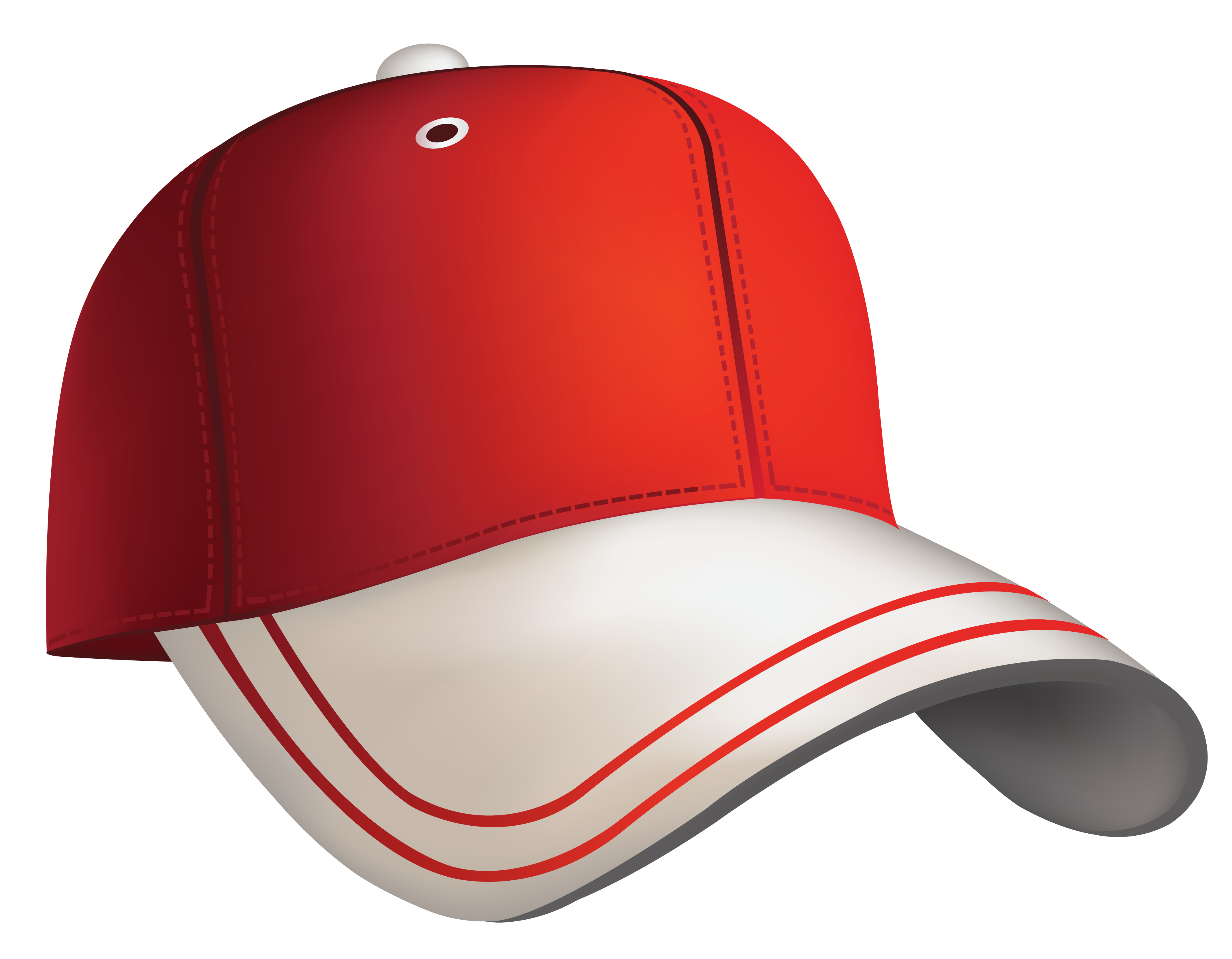 Red And White Baseball Cap With Decorative Stripes Across Curved Brim Baseball Cap Transparent PNG