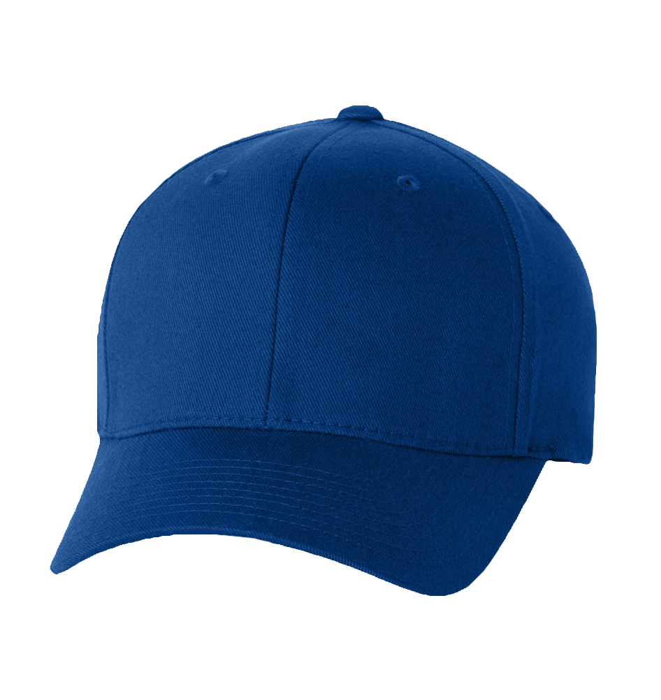 Royal Blue Baseball Hat Front View With Plain Crown And Curved Peak Transparent Background PNG Image