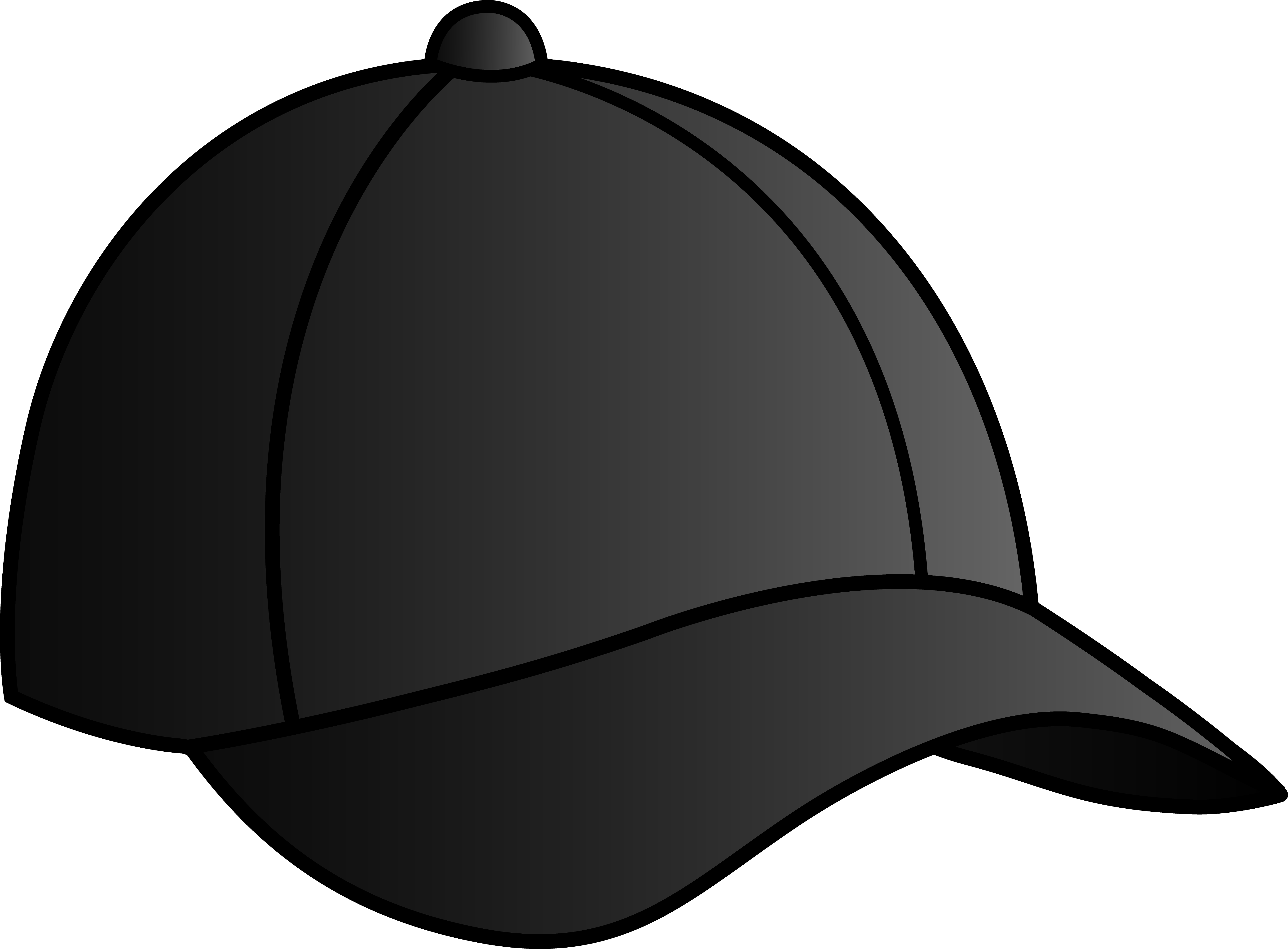 Solid Black Baseball Cap Silhouette Front View With Long Curved Bill Baseball Cap Transparent PNG
