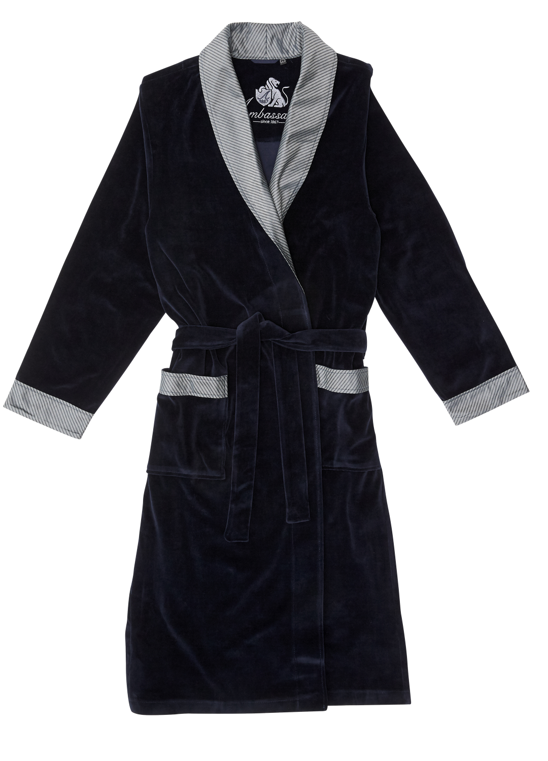 Black Plush Bathrobe With Shawl Collar Belt And Soft Terry Fabric Transparent Background PNG Image
