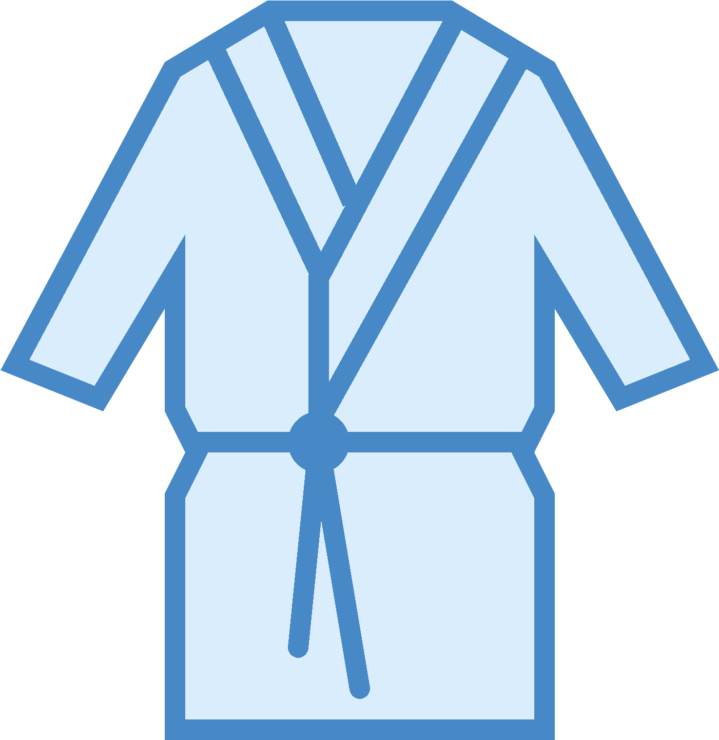 Blue Outline Illustration Of A Shawl Collar Robe With Waist Sash Transparent Background PNG Image