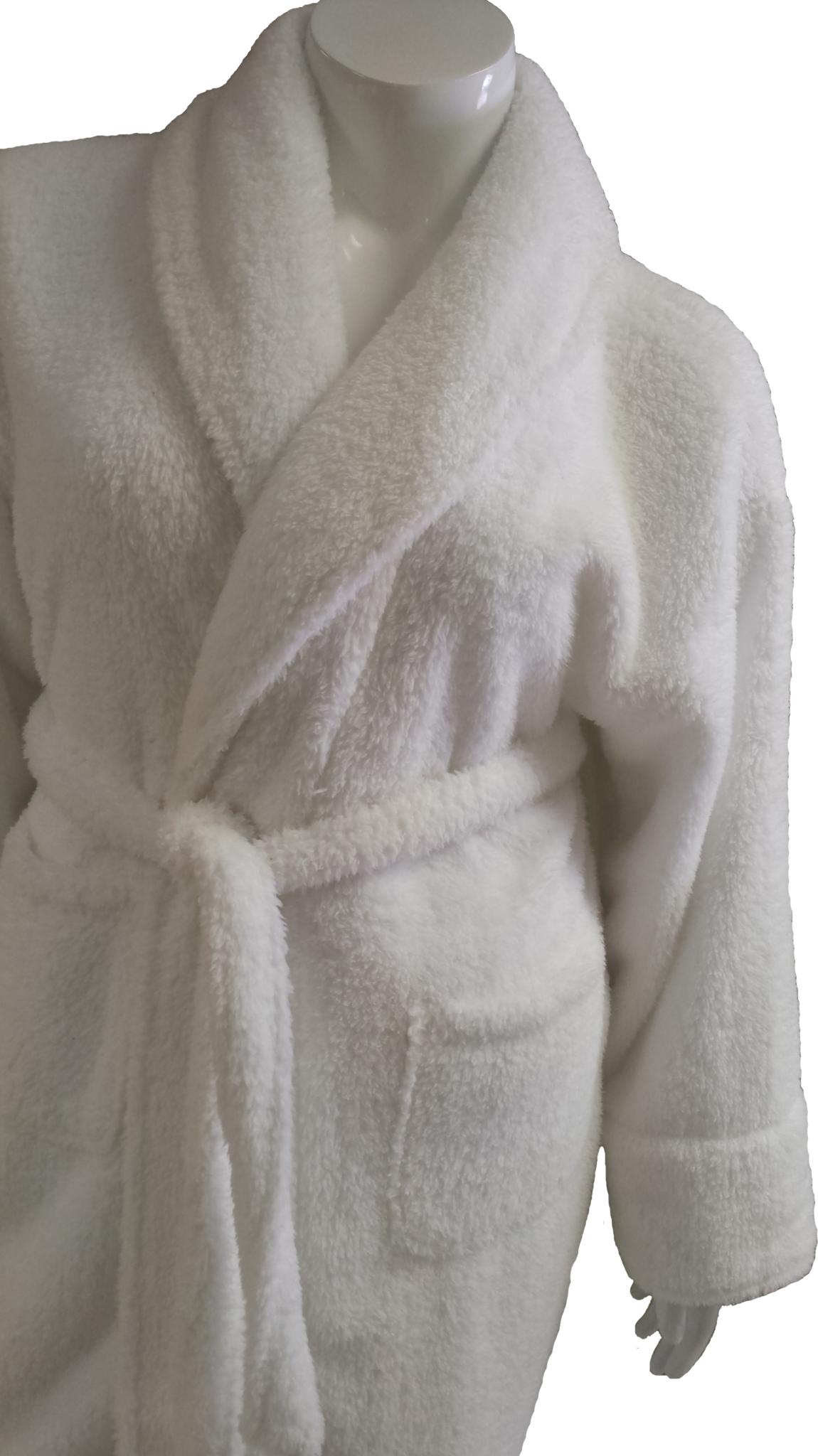 Close Up White Plush Bathrobe With Textured Fabric And Side Pocket Bathrobe PNG Illustration