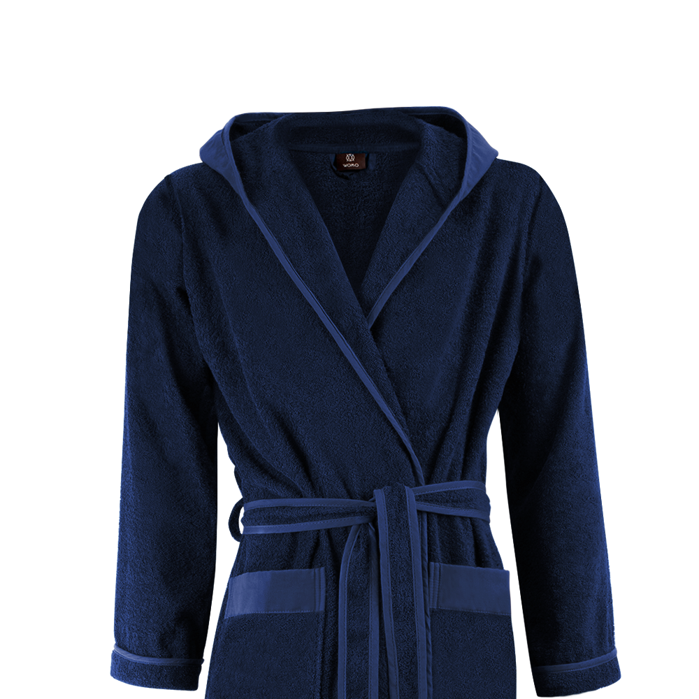 Dark Navy Blue Bathrobe With Shawl Collar And Waist Belt Comfort Apparel Transparent PNG