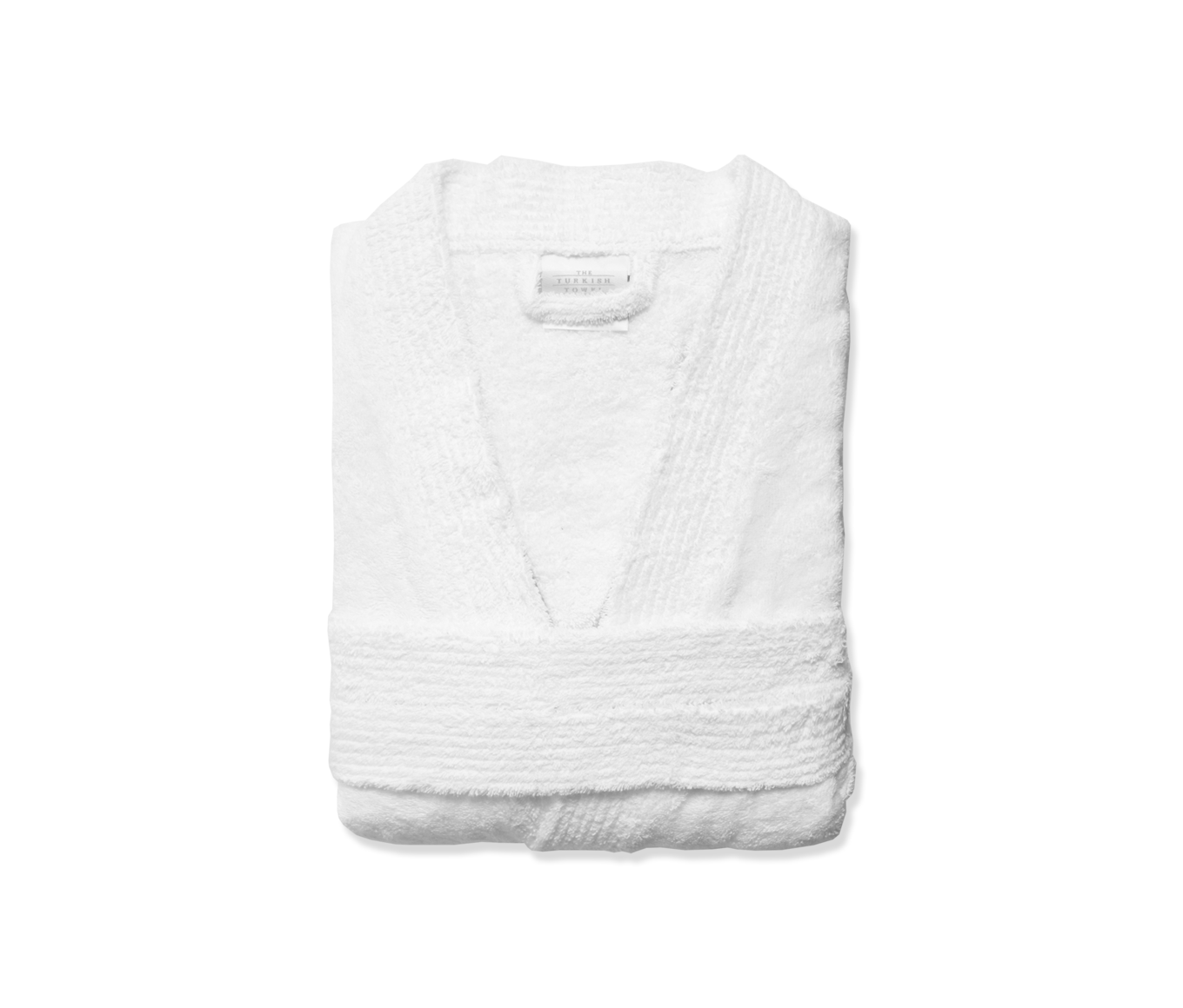 Folded White Waffle Bathrobe With Shawl Collar And Waist Tie Transparent PNG Clipart