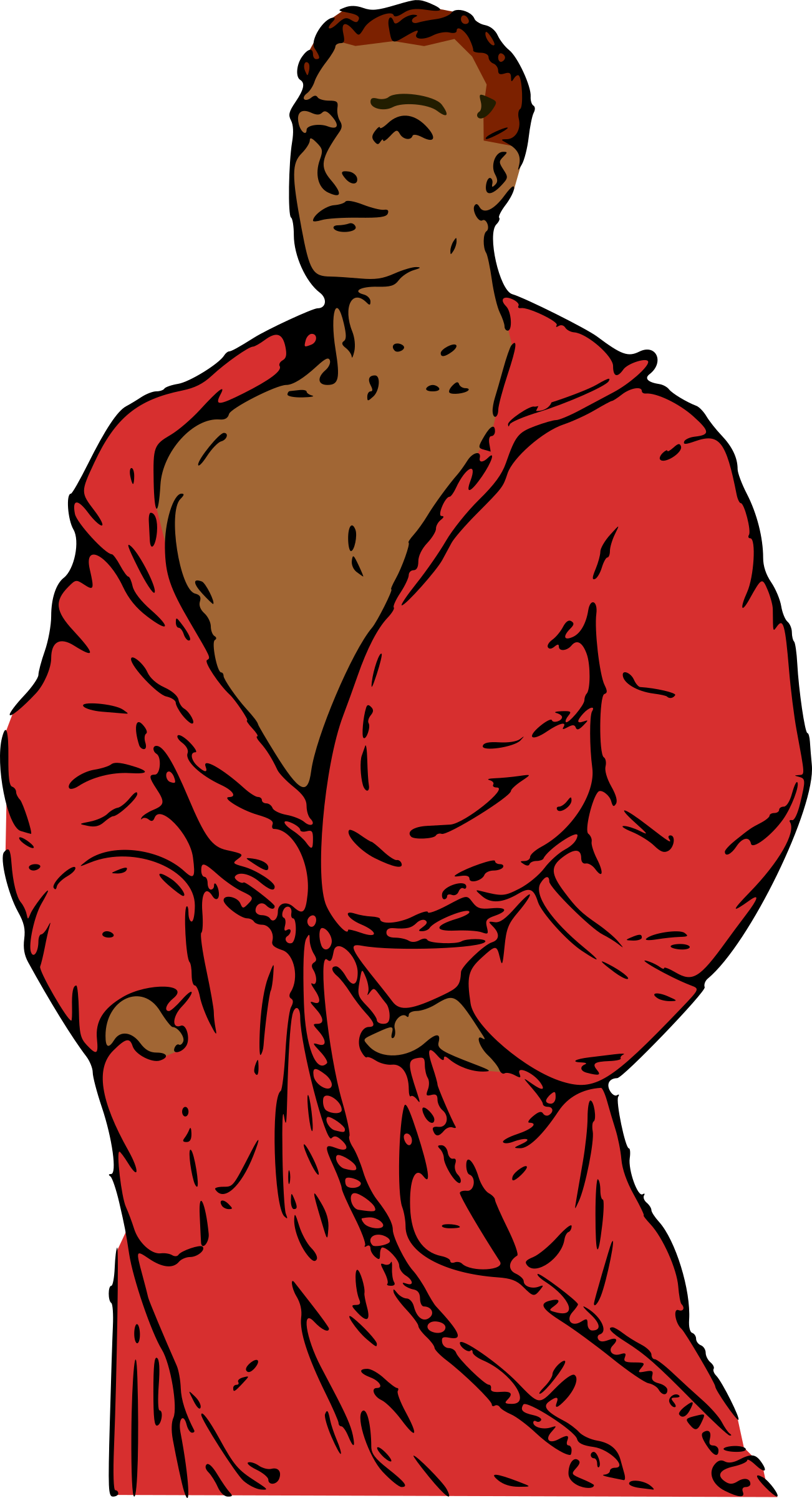 Illustration Of A Man Wearing A Red Tied Bathrobe And Slippers Isolated Transparent PNG Image