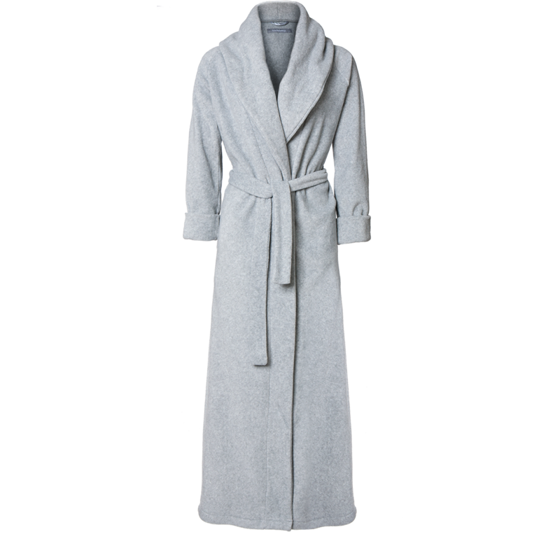 Light Gray Spa Bathrobe With Shawl Collar And Matching Belt Spa Robe PNG Graphic