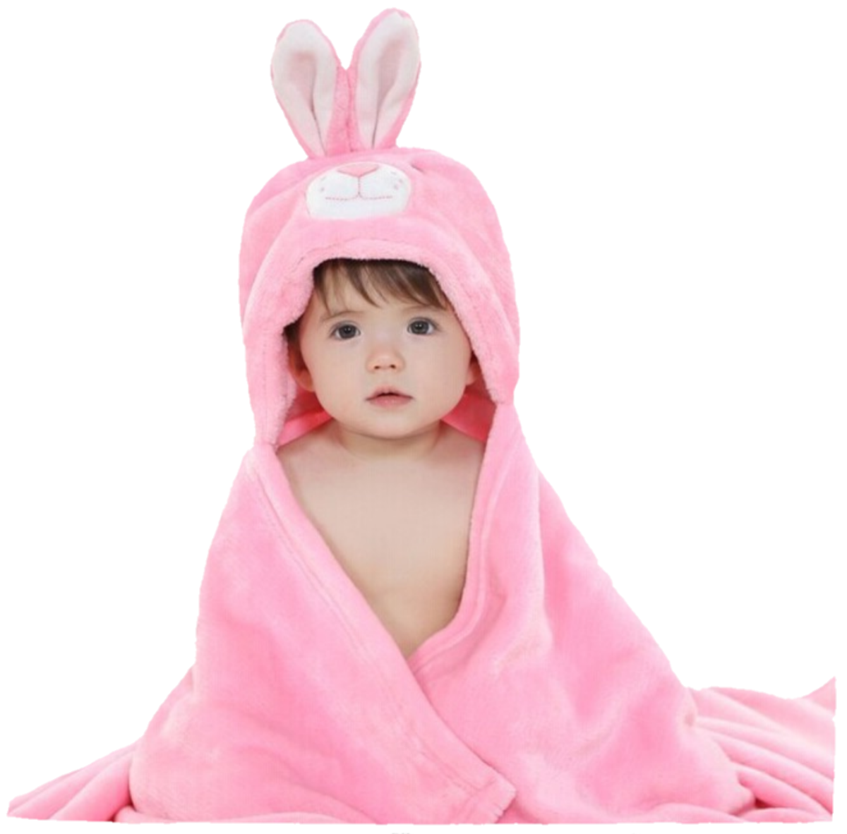 Little Girl Wearing A Pink Hooded Bunny Bathrobe And Towel Transparent PNG Clipart