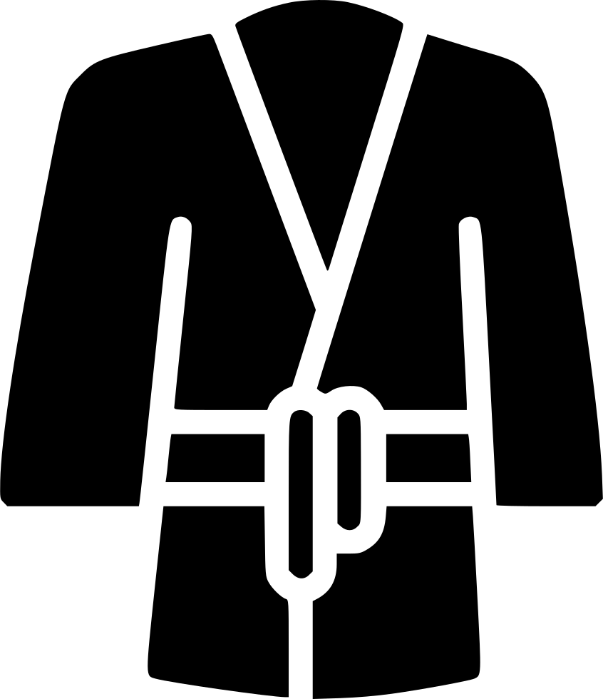 Minimal Black Bathrobe Icon With Shawl Collar And Tied Belt Transparent PNG Clipart