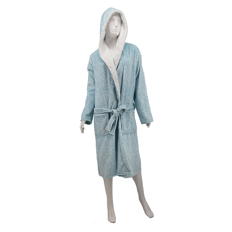Person Wearing A Light Blue Hooded Spa Robe With Soft Slippers Bathrobe PNG Illustration