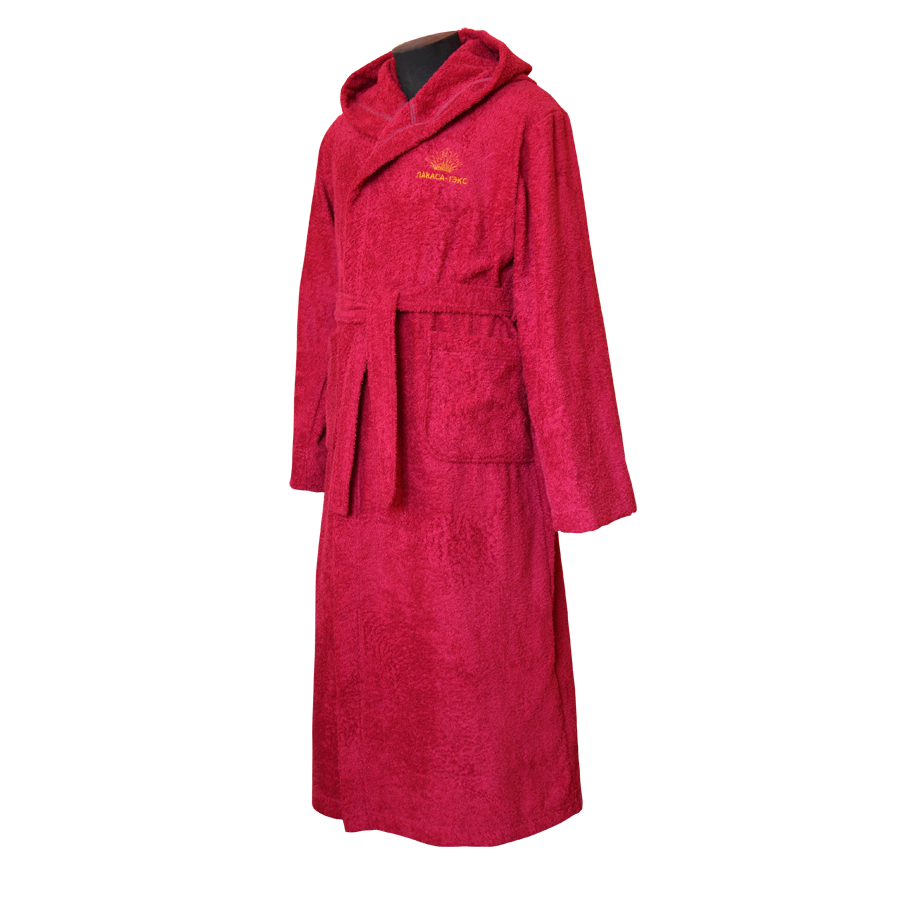 Rose Pink Hooded Bathrobe With Soft Belt And Long Sleeves Isolated Bathrobe PNG Image