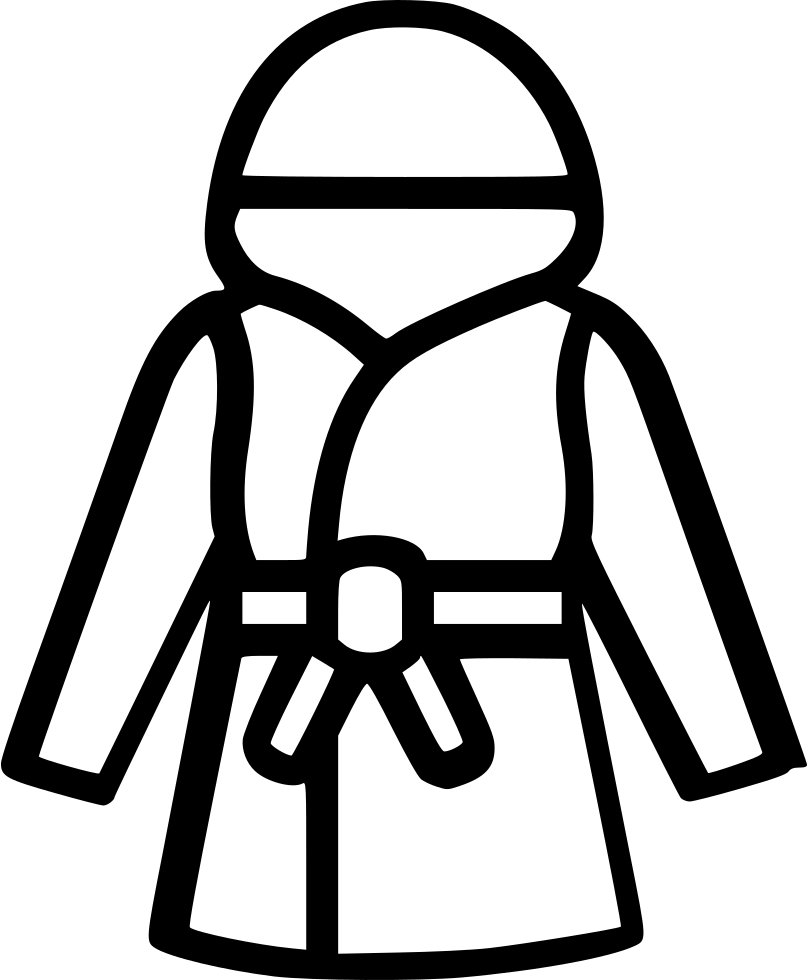 Simple Line Art Bathrobe Symbol With Large Belt And Collar Isolated Bathrobe PNG Image