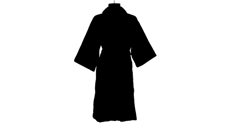 Solid Black Bathrobe Silhouette Icon With Long Sleeves And Belt Transparent Background PNG Image