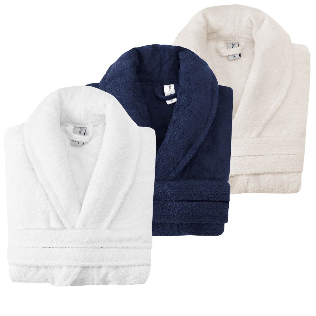 Stack Of Soft White And Navy Blue Terry Cloth Spa Bathrobes High Resolution Transparent PNG Image