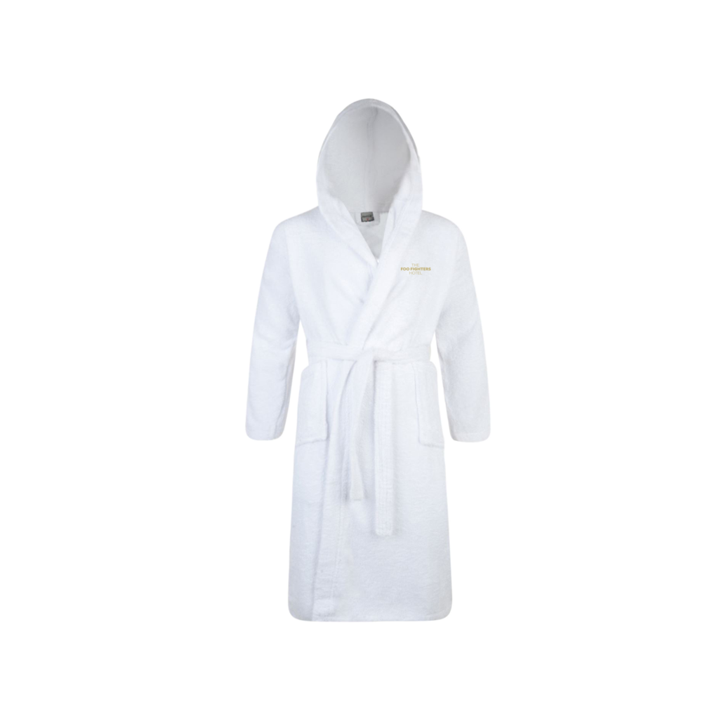 White Hooded Terry Bathrobe With Long Sleeves And Side Pockets Isolated Transparent PNG Image