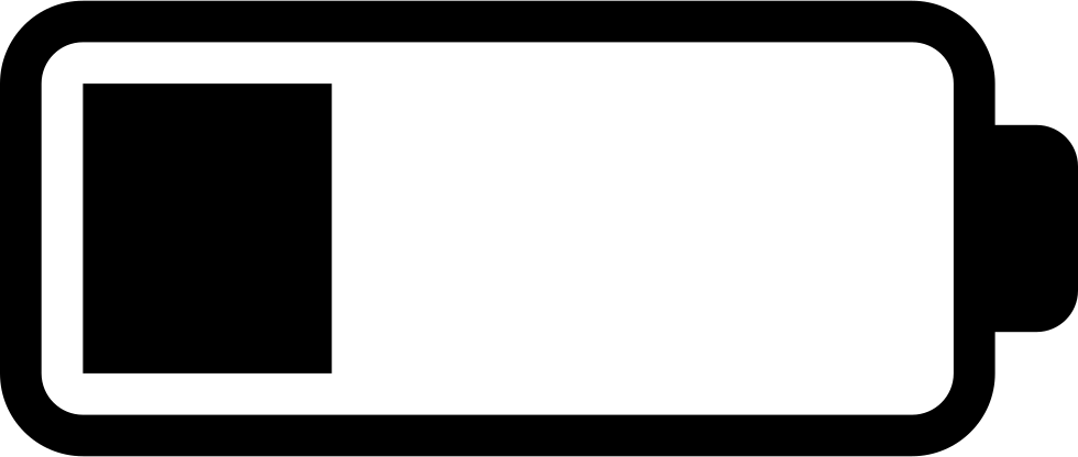 Black Battery Outline Symbol With Short Filled Charge Indicator Transparent PNG Clipart
