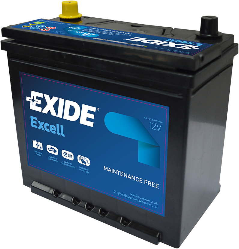 Black Exide Blue Automotive Battery With Bright Blue Front Label Car Battery Transparent PNG