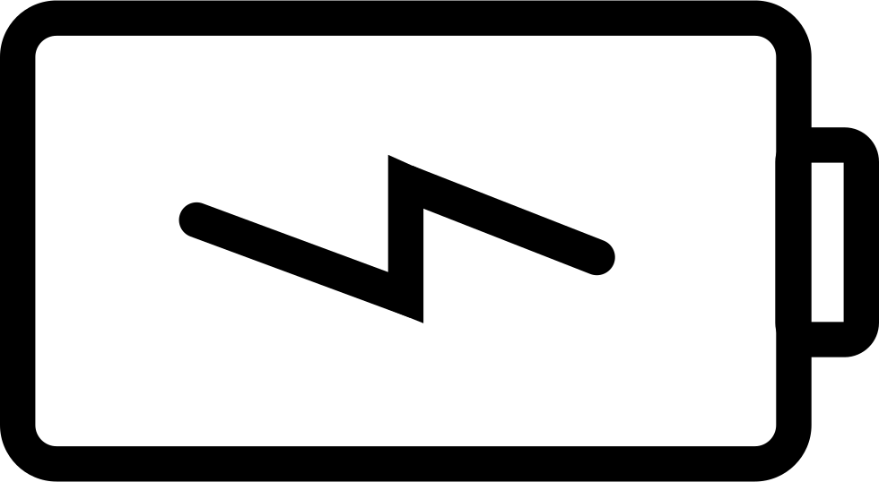 Black Outline Battery Icon With Bold Lightning Bolt Symbol Car Battery Transparent PNG