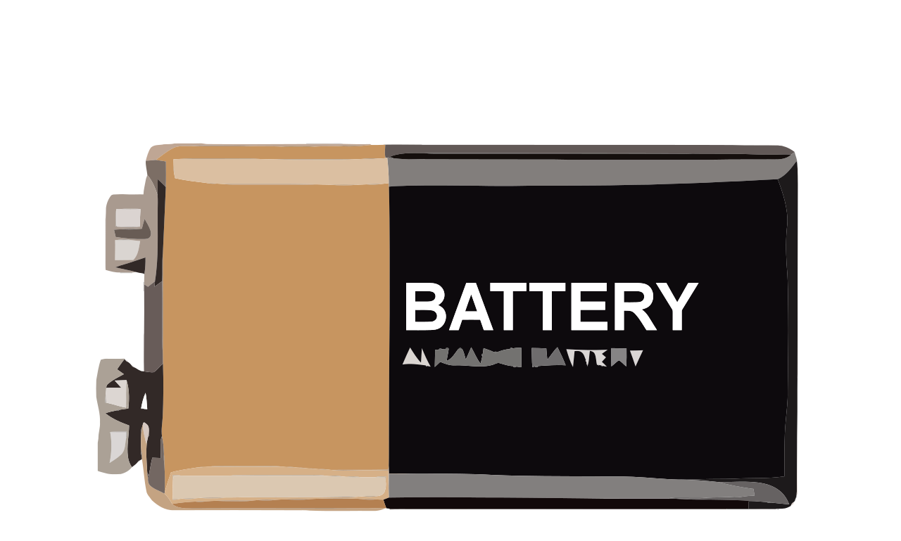 Brown And Black Rectangular Household Battery Illustration With Battery Text Battery PNG Illustration