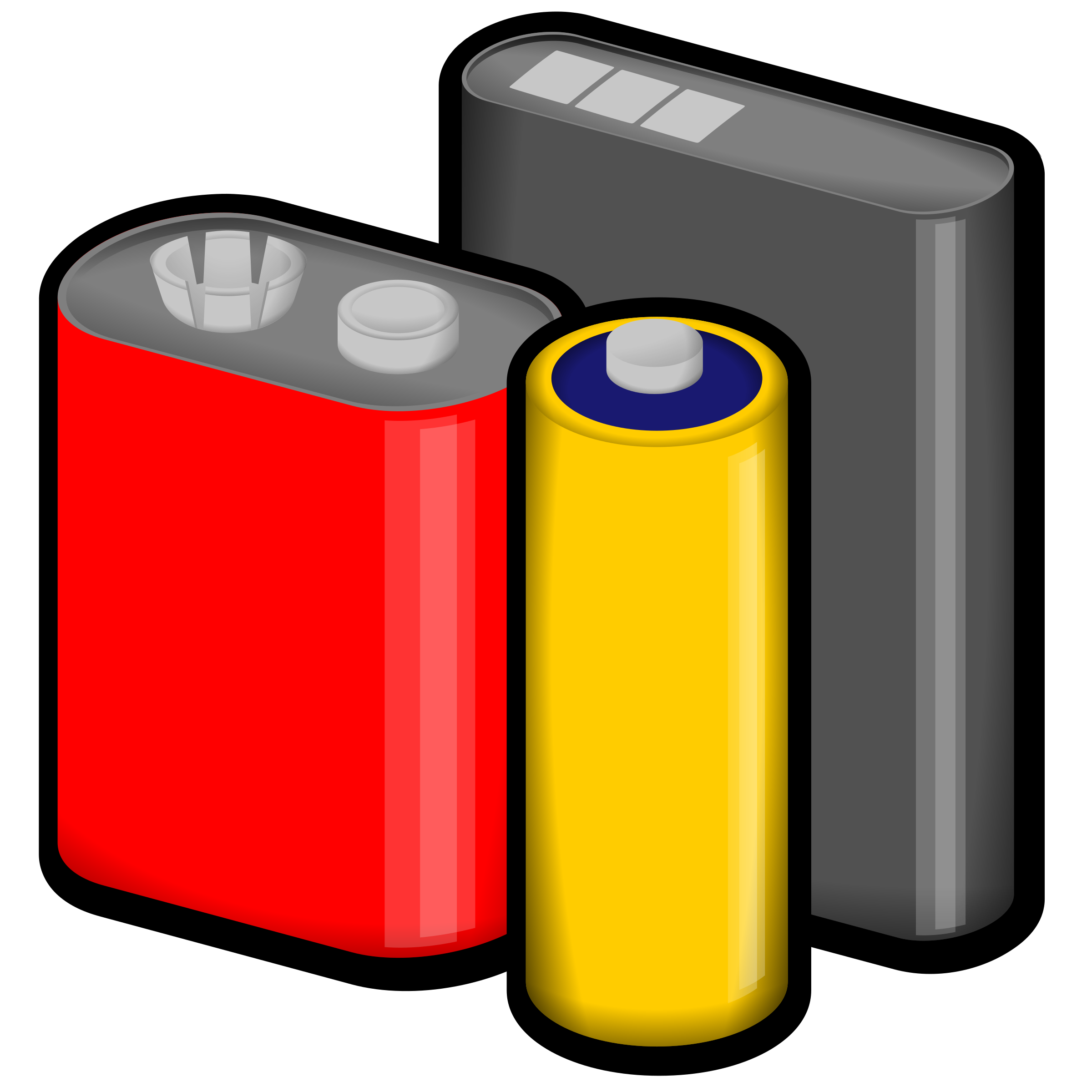 Pair Of Red And Yellow Battery Icons With White Plus And Minus Signs Automotive Battery PNG Graphic